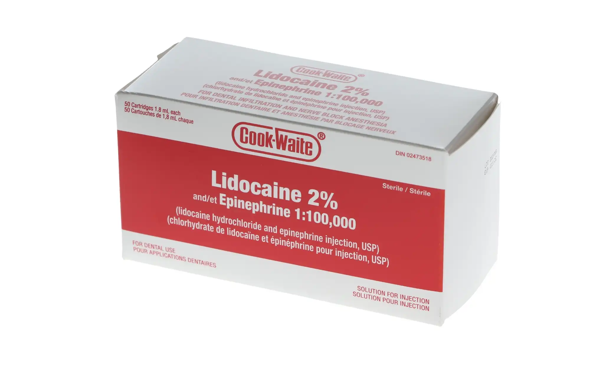 Cook-Waite Lidocaine HCl 2% with Epinephrine 1:100,000, 1.7 mL Cartridges, 50/Box, SEP-99167 thumbnail 4
