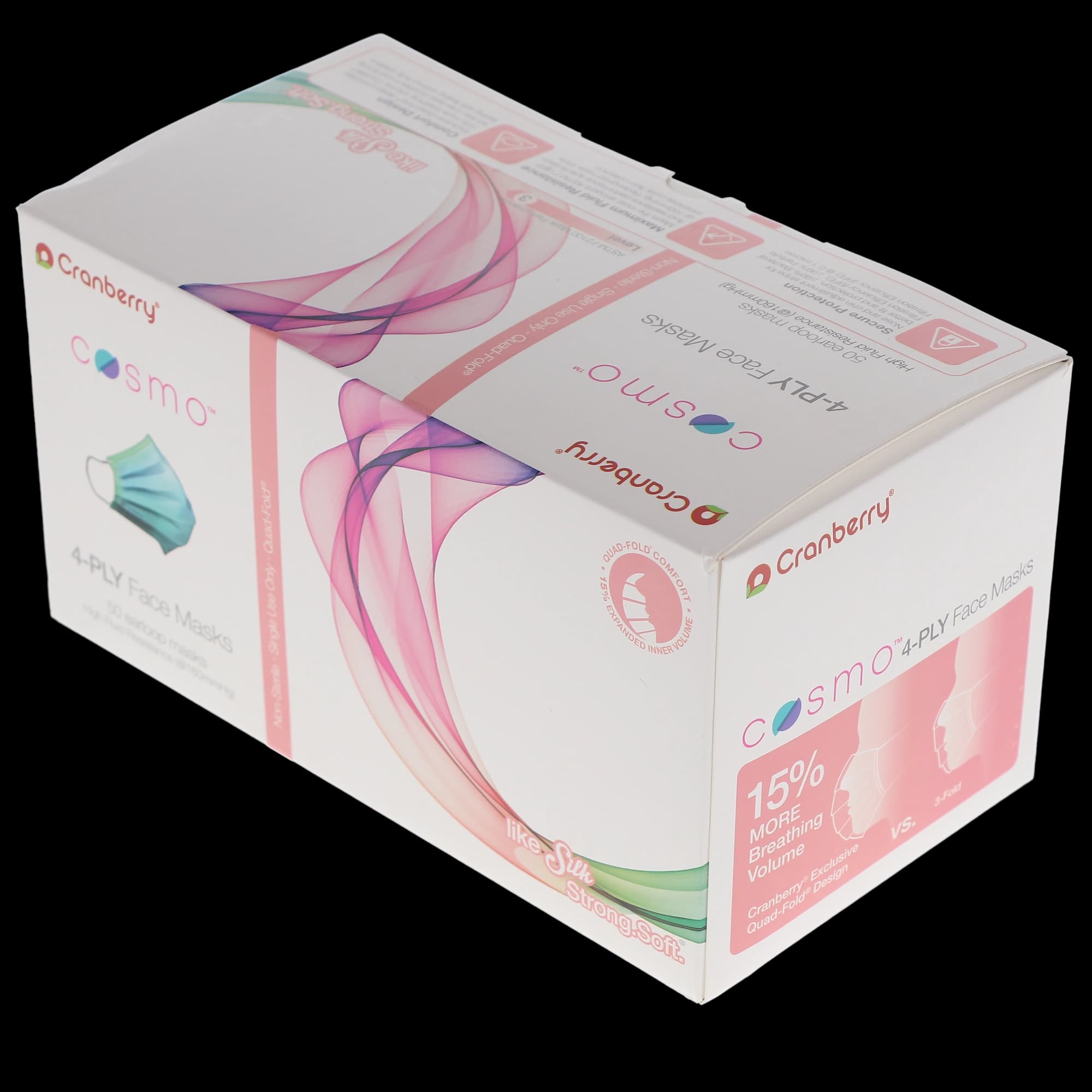 Cranberry Cosmo 4-Ply ASTM Level 3 Earloop Face Mask, Galactic Green, 50/Box, C2700GG thumbnail 13