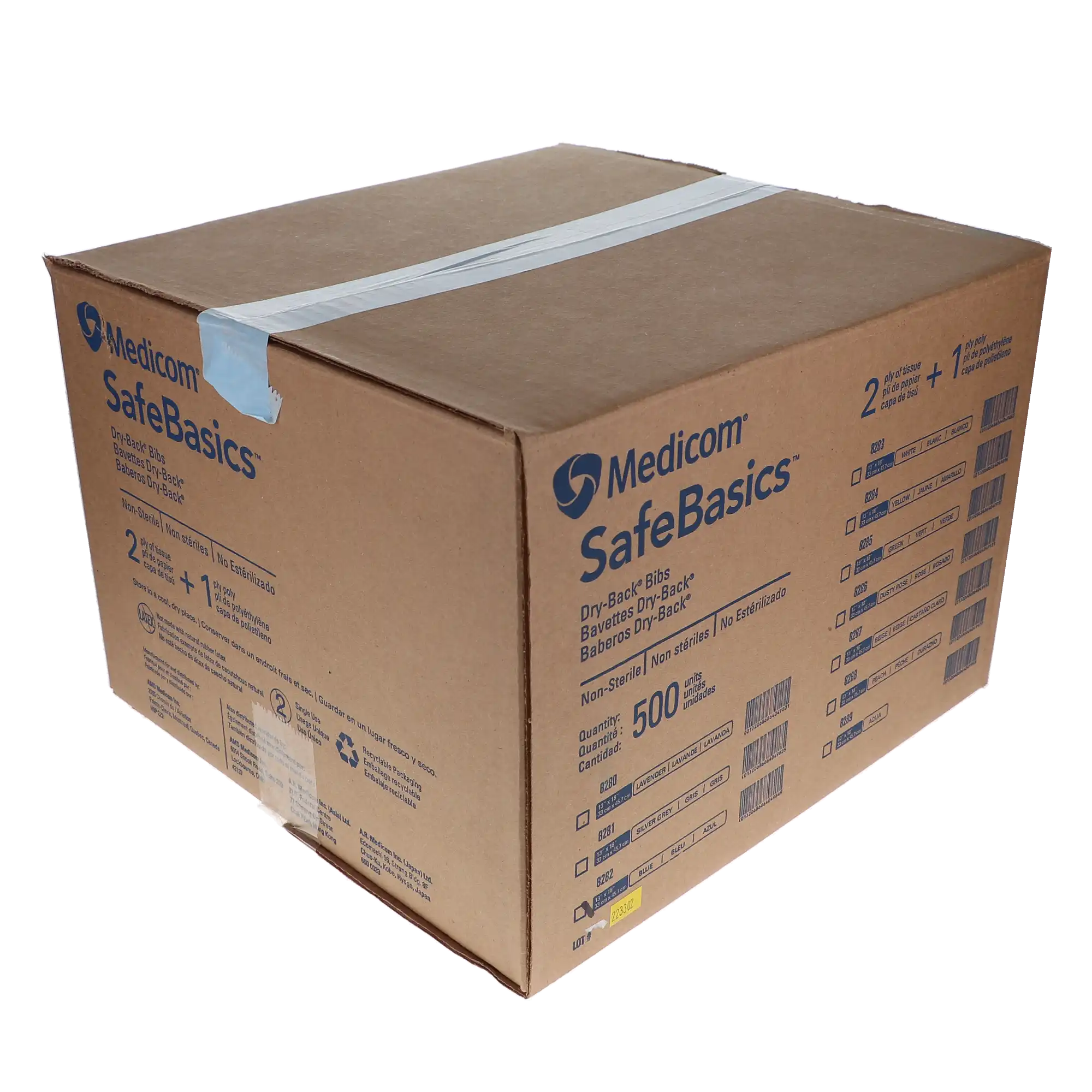 Medicom SafeBasics Dry-Back Dental Bibs, 2-Ply Paper/1-Ply Poly, Blue, 13" x 18", 500/Case, 8282 thumbnail 4