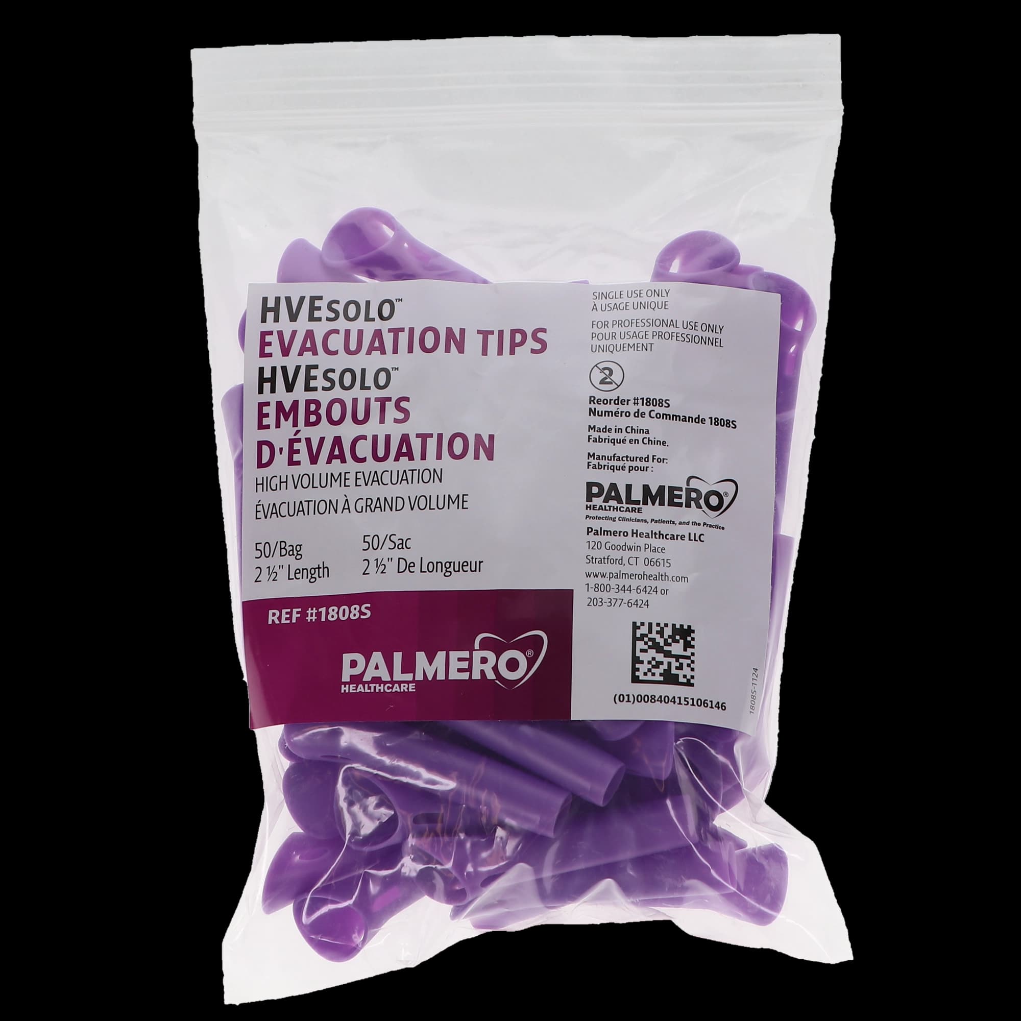 HVEsolo Disposable Evacuation Tips, 2.5", Purple, 50/Bag, 1808S thumbnail 9