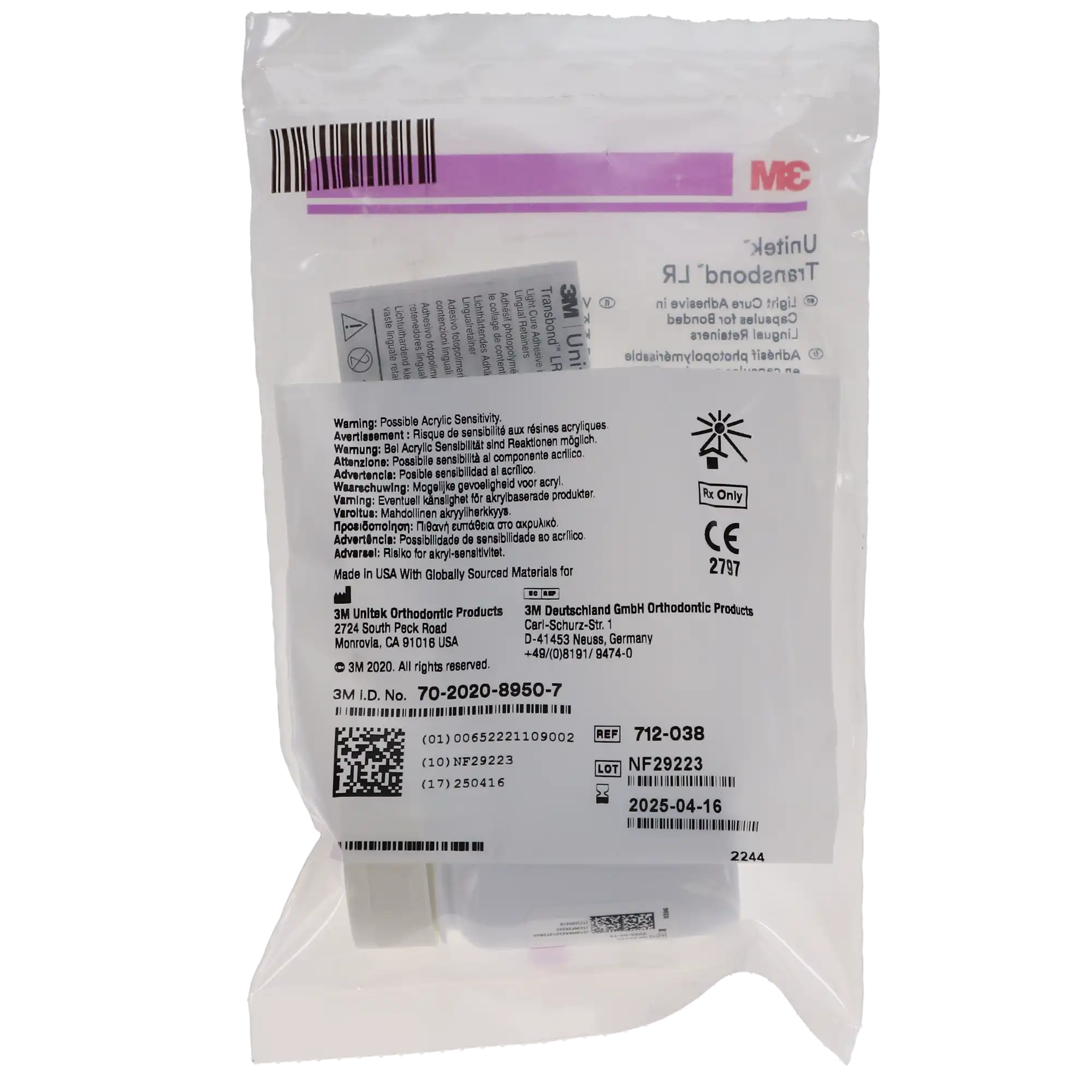 3M Transbond LR Light Cure Adhesive Capsules, 0.2 g, 25/Pk, 712-038 thumbnail 4