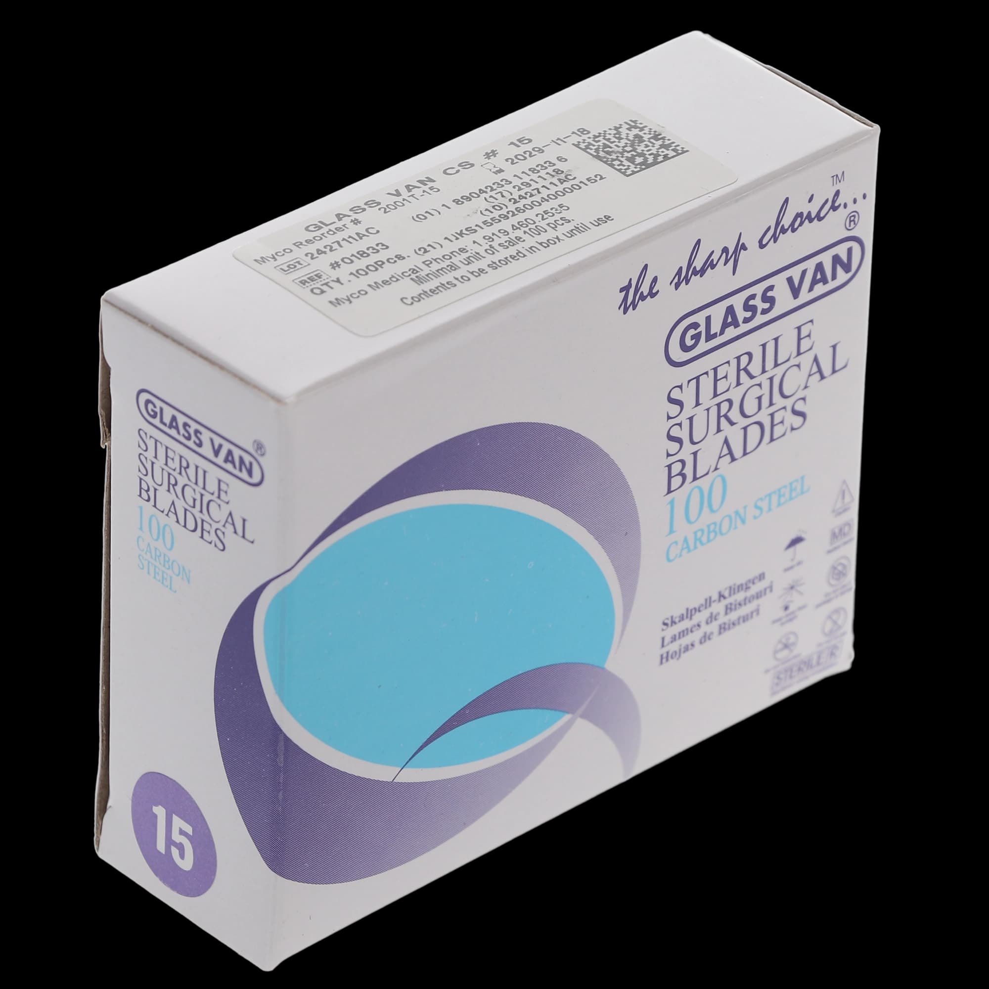 GlassVan #15 Sterile Carbon Steel Surgical Blades, Individually Foil-Wrapped, 100/Box, 2001T-15 thumbnail 14