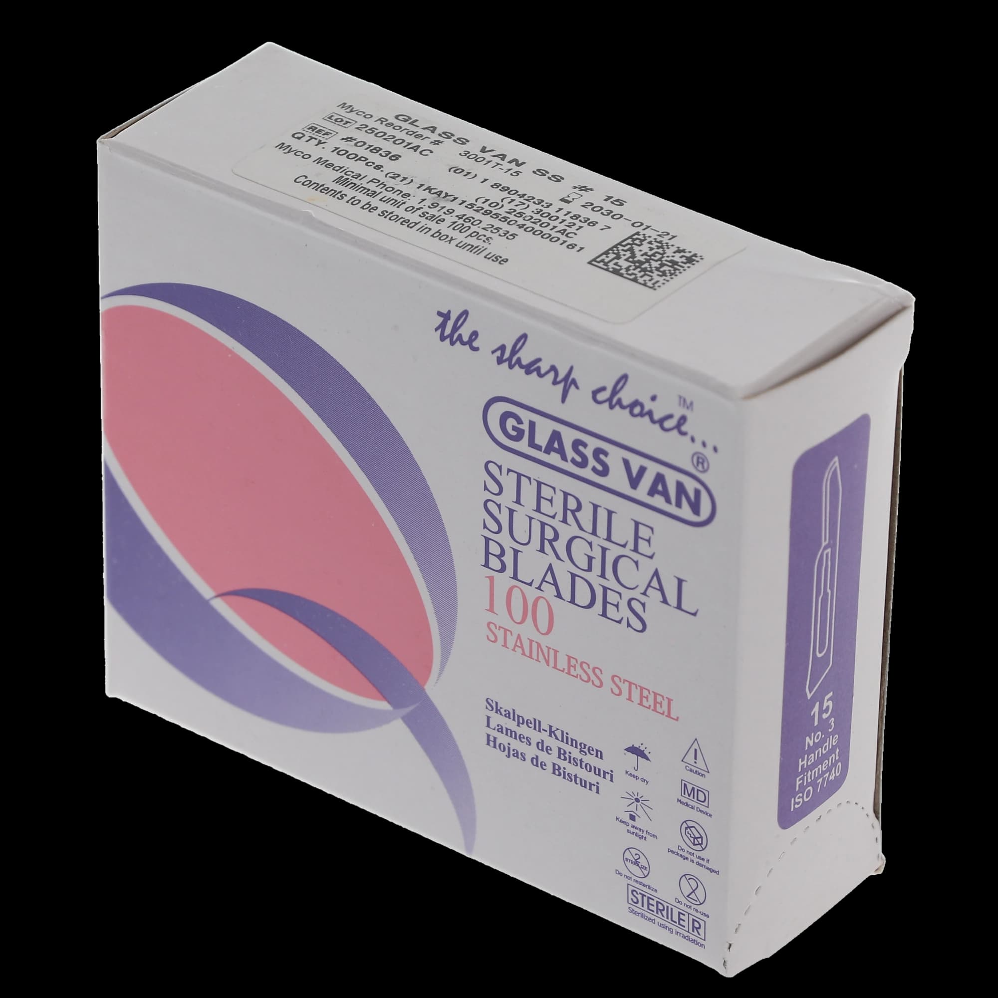 GlassVan #15 Sterile Stainless Steel Surgical Scalpel Blades, 100/Box, 3001T-15 thumbnail 13