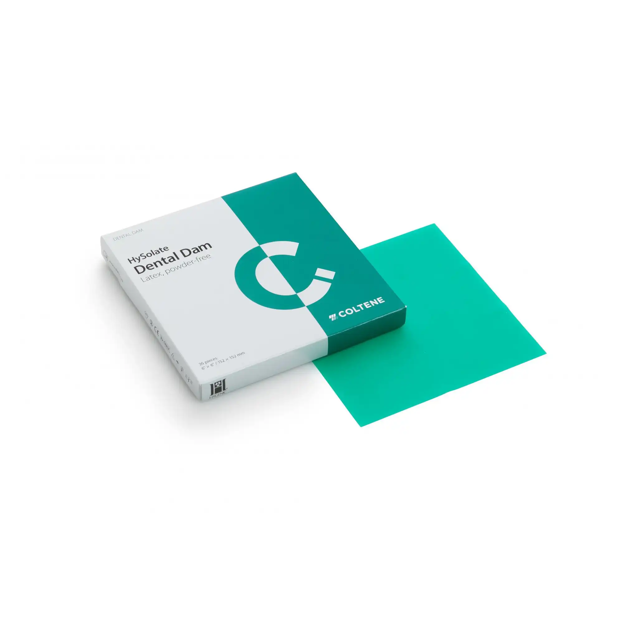 HySolate Latex Dental Dam, Heavy, Green, Unscented, 6" x 6", 36/Box, 60034420 thumbnail 2