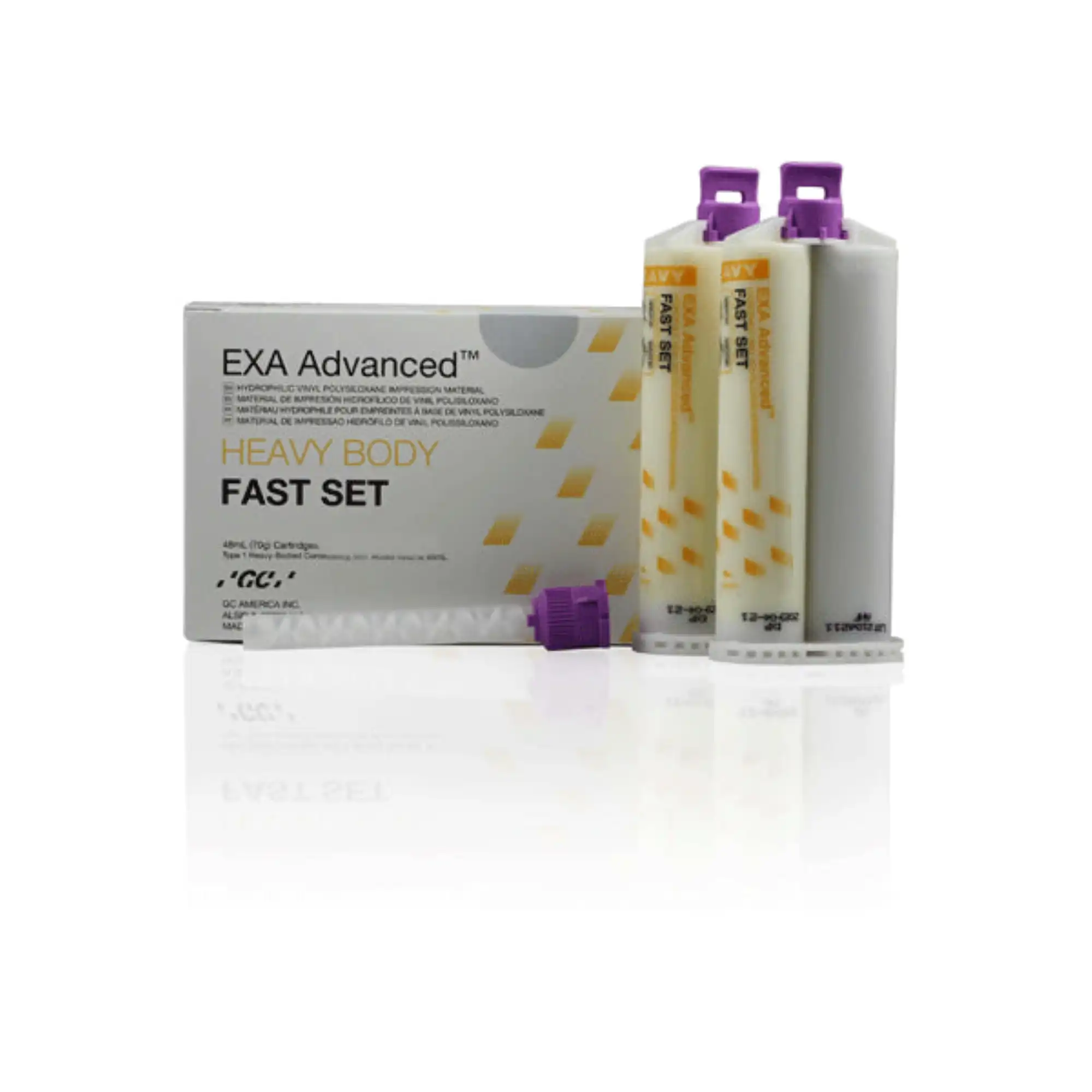 GC America EXA Advanced VPS Heavy Body Fast Set Impression Material, 48 mL Cartridges, Yellow, Value Pack 8/Pk, 138110 thumbnail 2
