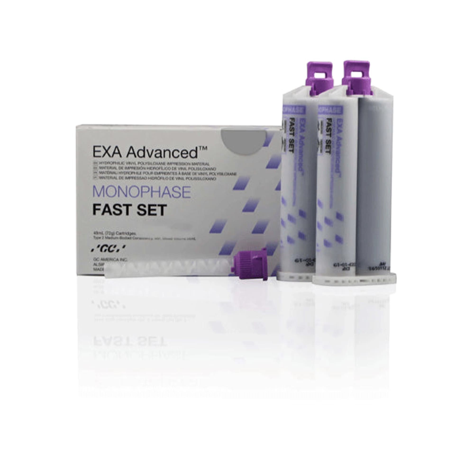 GC America EXA Advanced VPS Monophase Fast-Set Impression Material, 48 mL Cartridges, Purple, Value Pack 8/Pk, 138112 thumbnail 2
