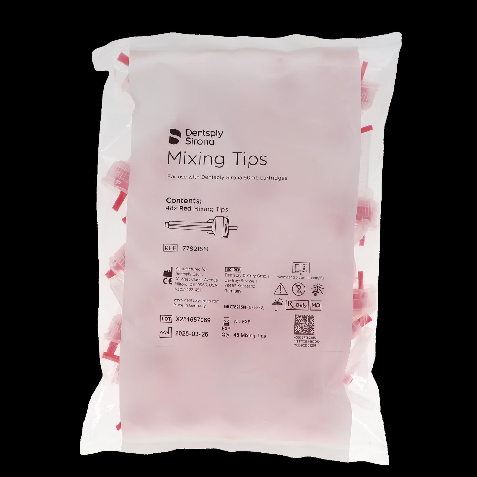 Dentsply Sirona Mixing Tips HP for 50mL LV/XLV, Red, 48/Bag, 778215M thumbnail 3