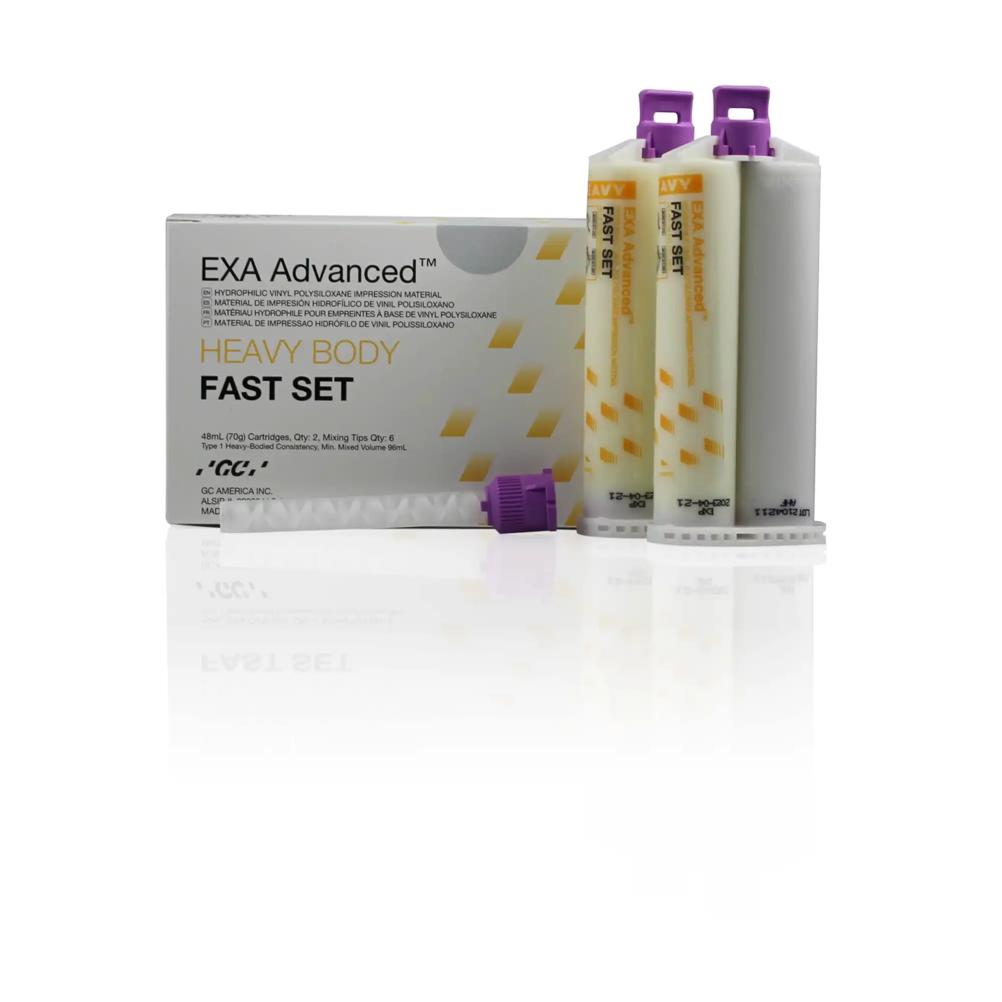 EXA Advanced VPS Impression Material, Heavy Body, Fast Set, 2 x 48 mL Cartridges with 6 Mixing Tips, 137110 thumbnail 2