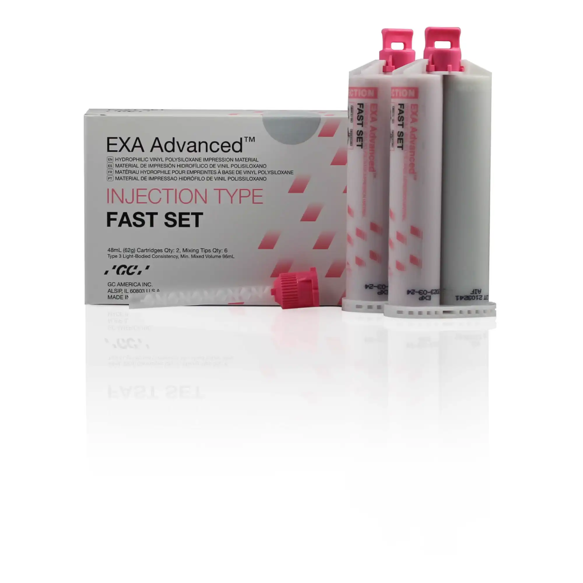 EXA Advanced VPS Injection Fast Set Impression Material, 48 mL Cartridges, 2/Pack with 6 Mixing Tips, 137113 thumbnail 2