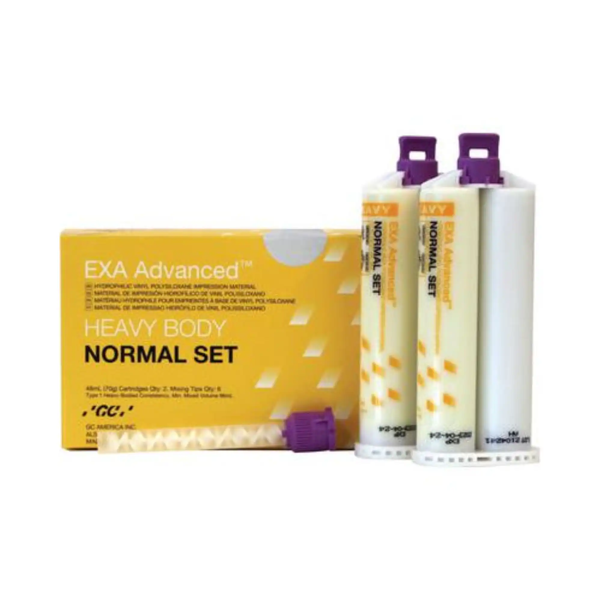 EXA Advanced VPS Impression Material, Heavy Body, Normal Set, 2 x 48mL Cartridges with 6 Mixing Tips, 137116 thumbnail 2