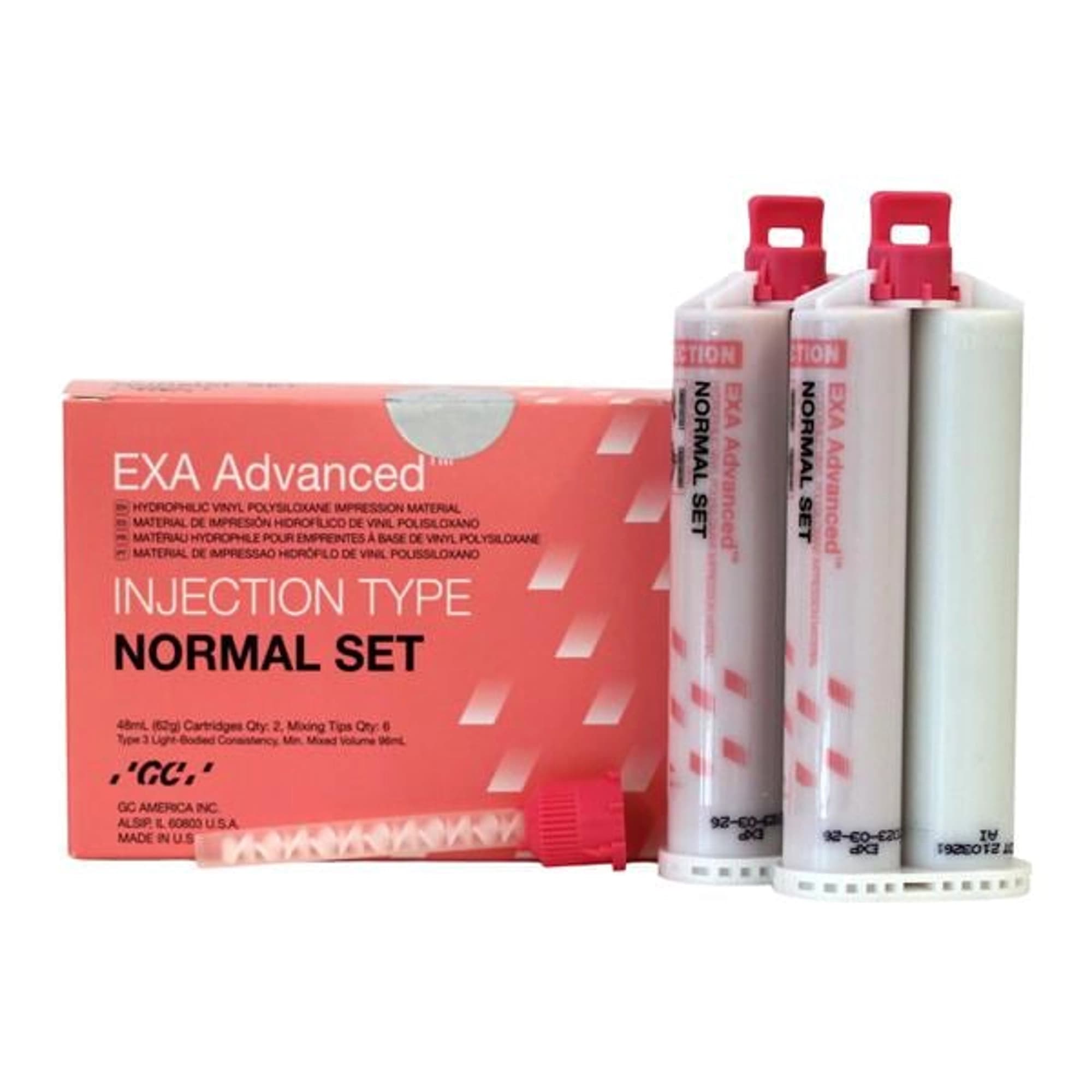 GC America EXA Advanced VPS Impression Material, Injection Type, Normal Set, 48 mL Cartridges, Pink, Value Pack, 8/Pk, 138119 thumbnail 2