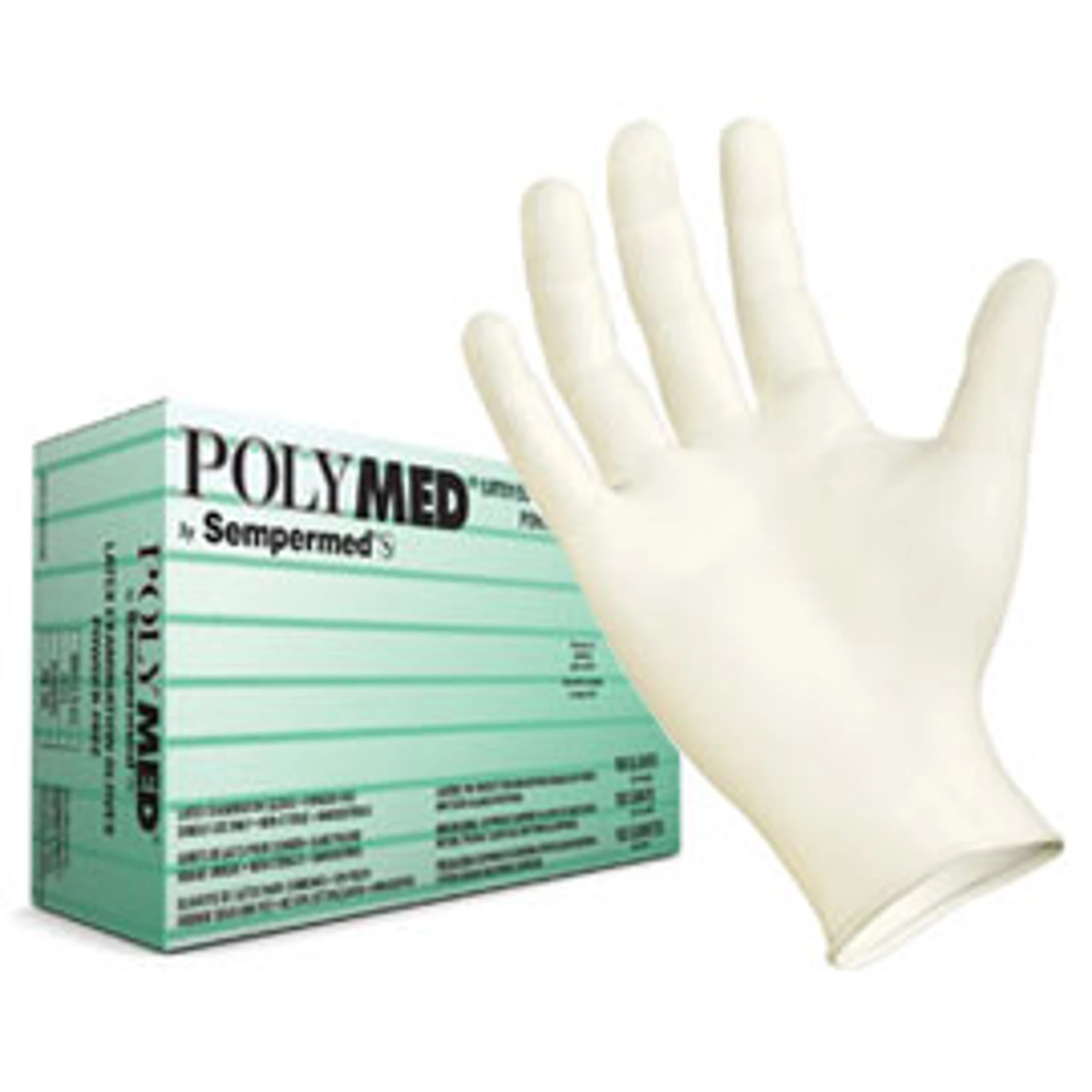 Sempermed Polymed Powder-Free Latex Exam Gloves, Large, Natural White, 100/Bx, PM104 thumbnail 2