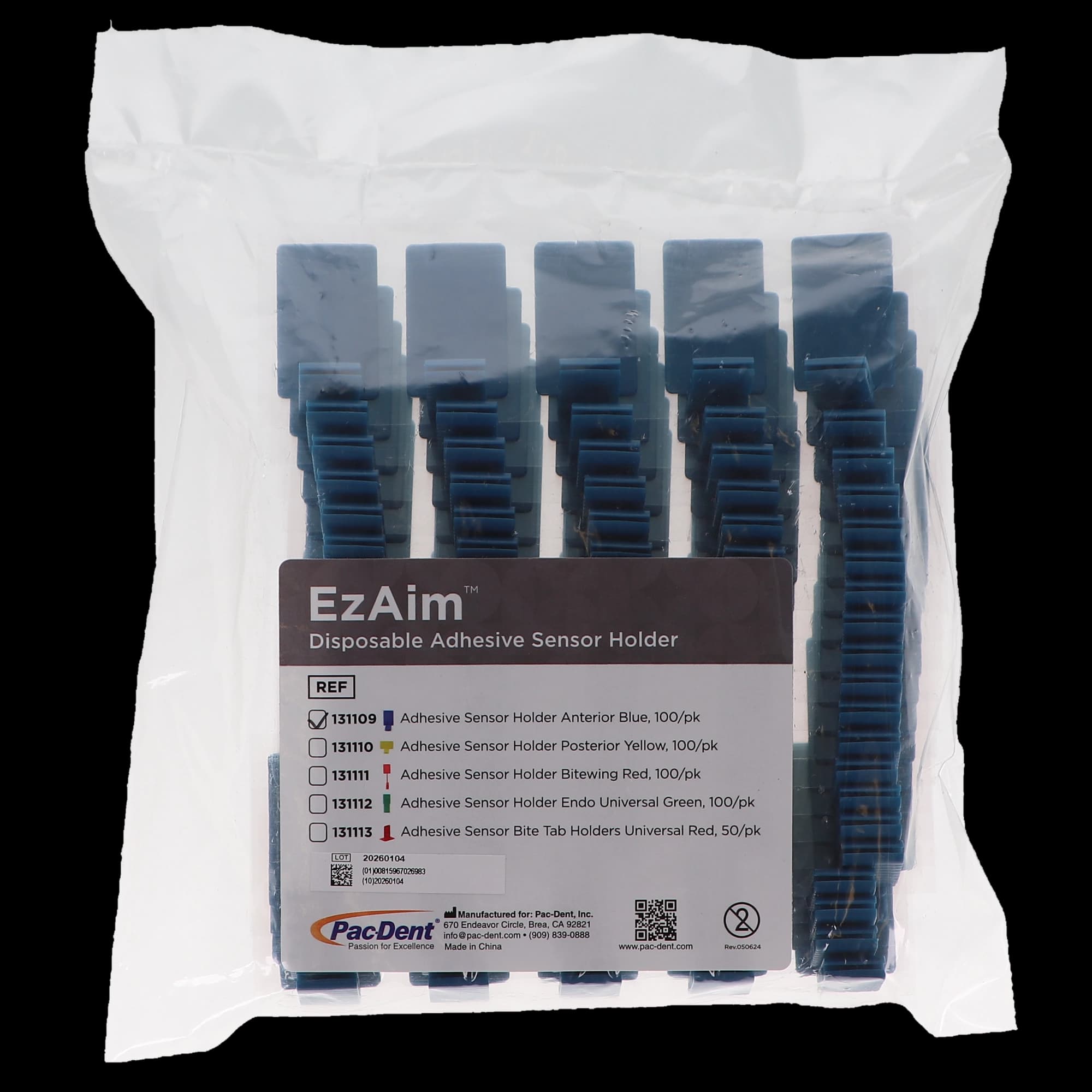 EzAim Disposable Adhesive Sensor Holder, Anterior, Blue, 100/Pk, 131109 thumbnail 7