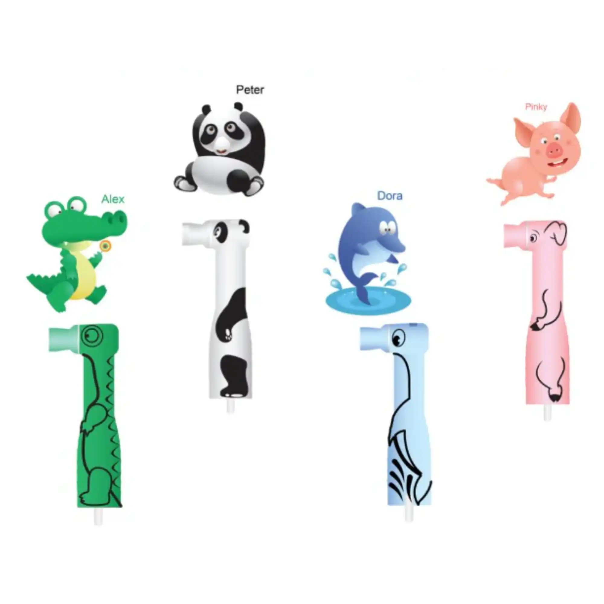 FUNimal™ Pedo Disposable Prophy Angle, Regular Soft Cup, Assorted Animal Designs, Latex-Free, 100/Box, 167-100R thumbnail 8