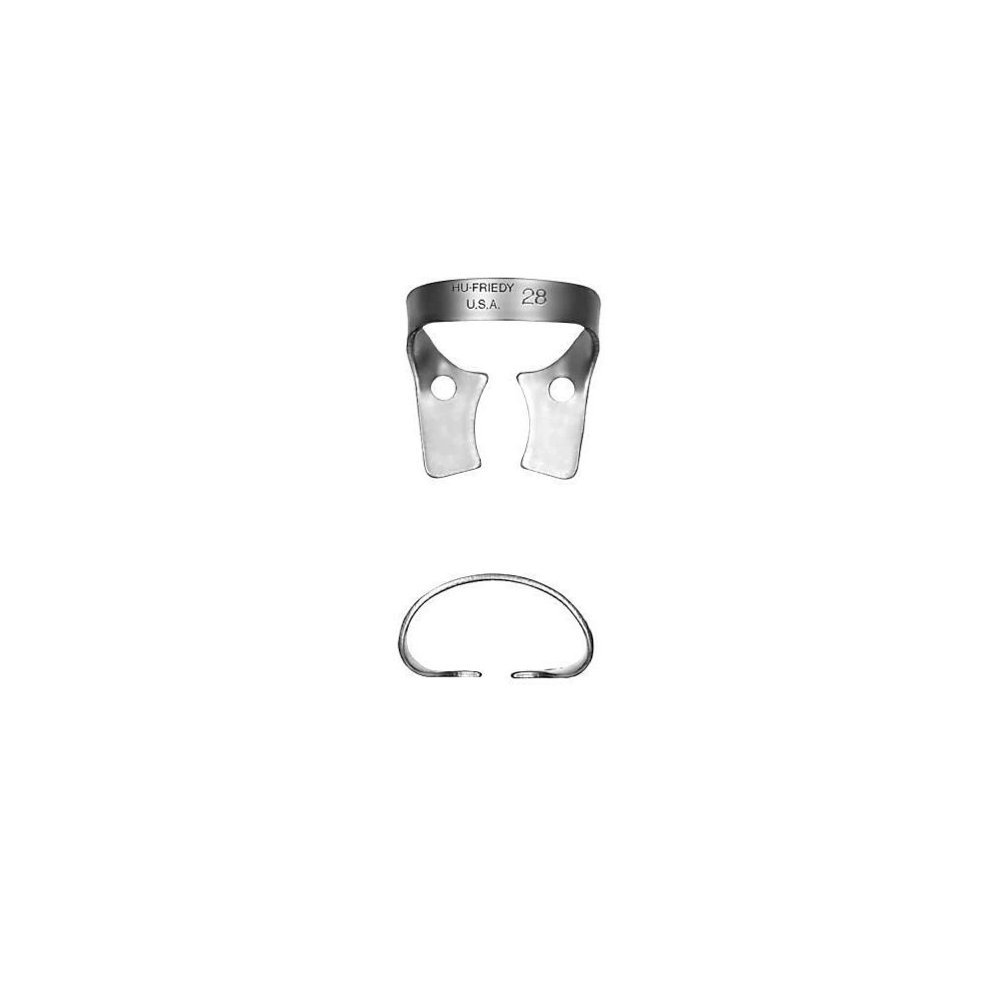 Hu-Friedy Satin Steel Rubber Dam Clamp, #28, Wingless, Lower Molars, 1/Pk thumbnail 2