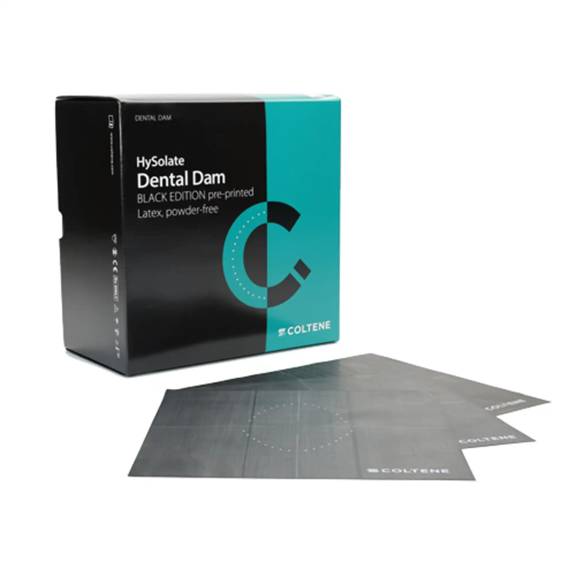 HySolate Latex Dental Dam, Black Printed, Medium Gauge, 6" x 6", 360/Box, 60031355 thumbnail 2