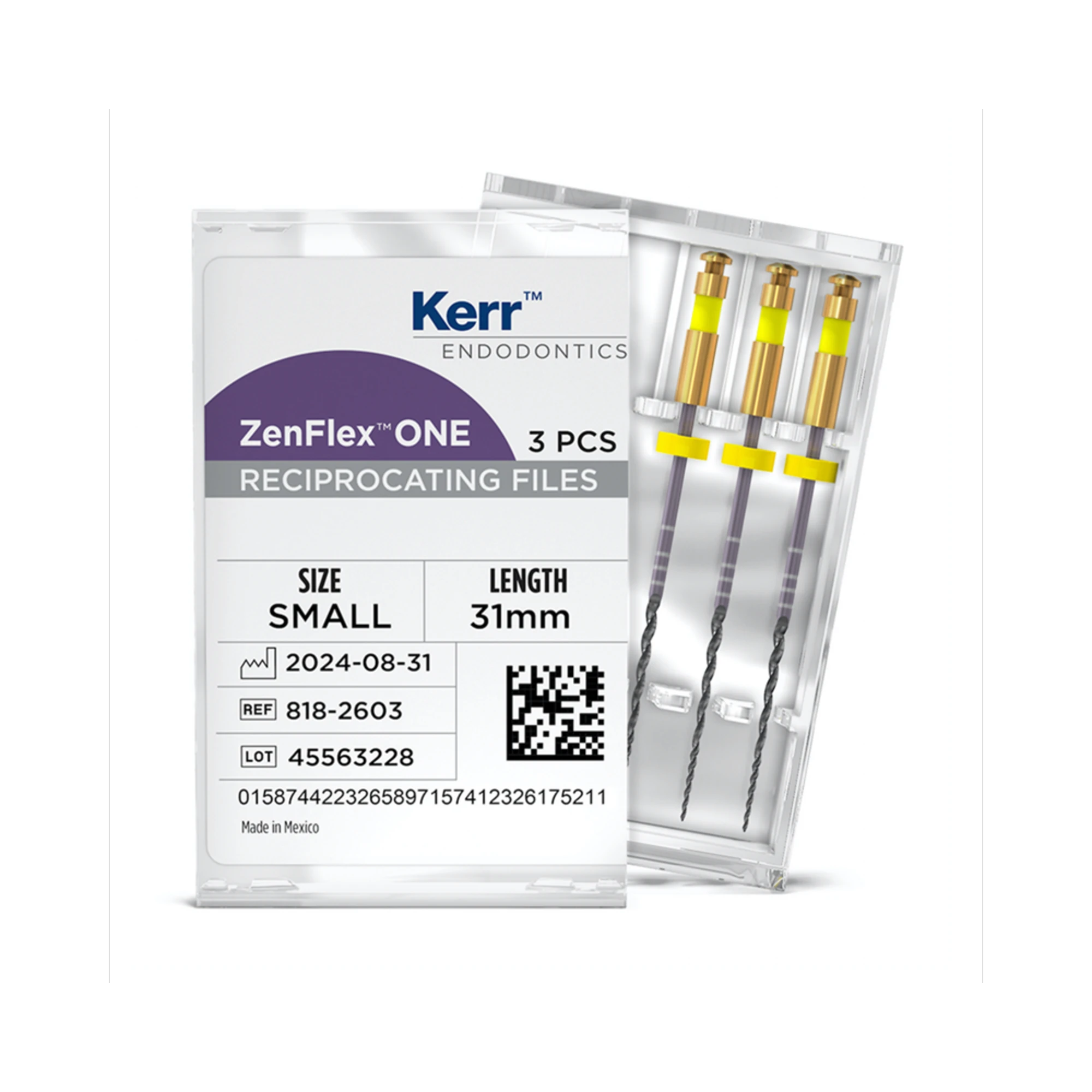 ZenFlex™ ONE Reciprocating NiTi File, Small, Yellow, .20/.06, 31mm, 3/Pk, 818-2603 thumbnail 3