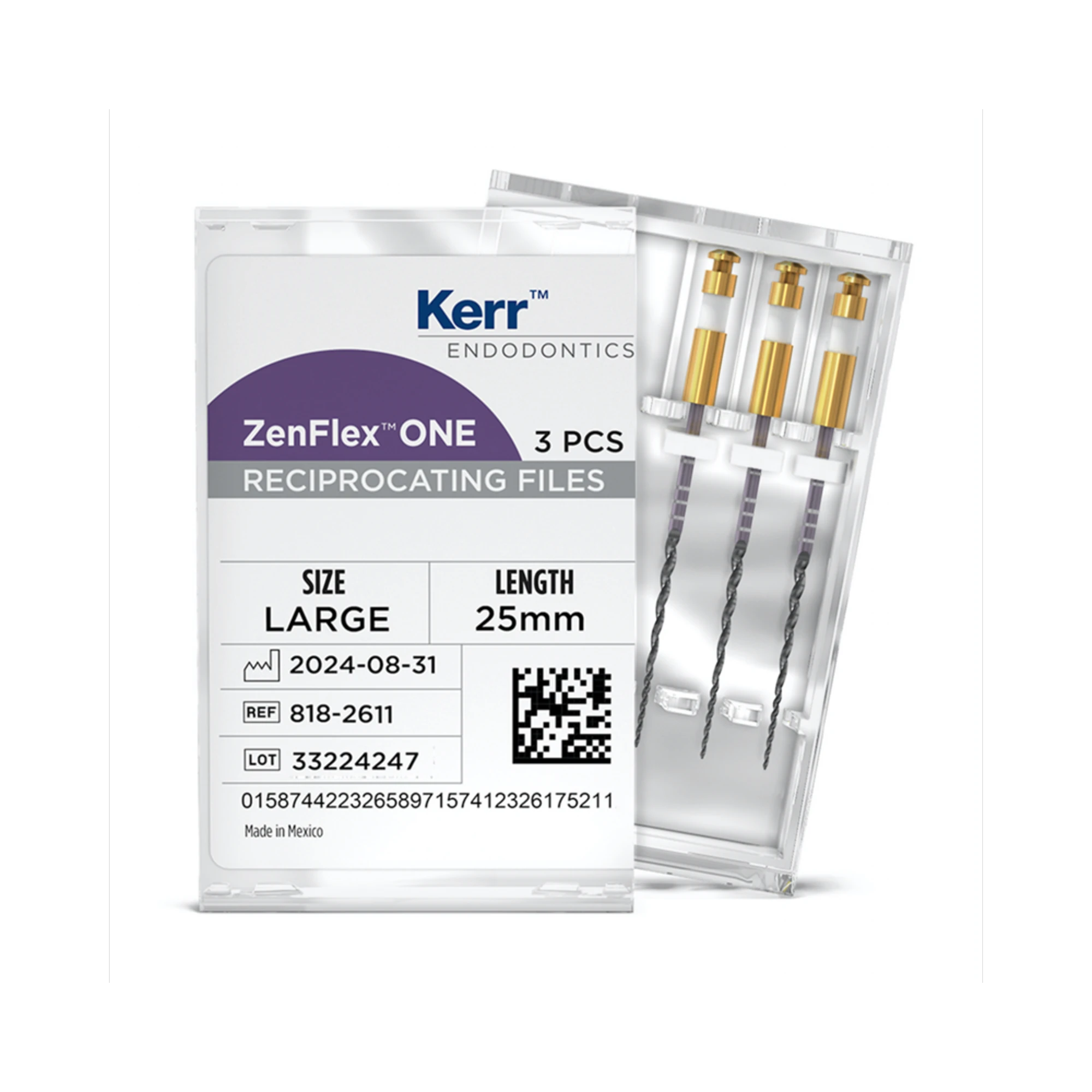 ZenFlex™ ONE Reciprocating NiTi File, Large, White, .45/.06, 25mm, 3/Pk, 818-2611 thumbnail 8