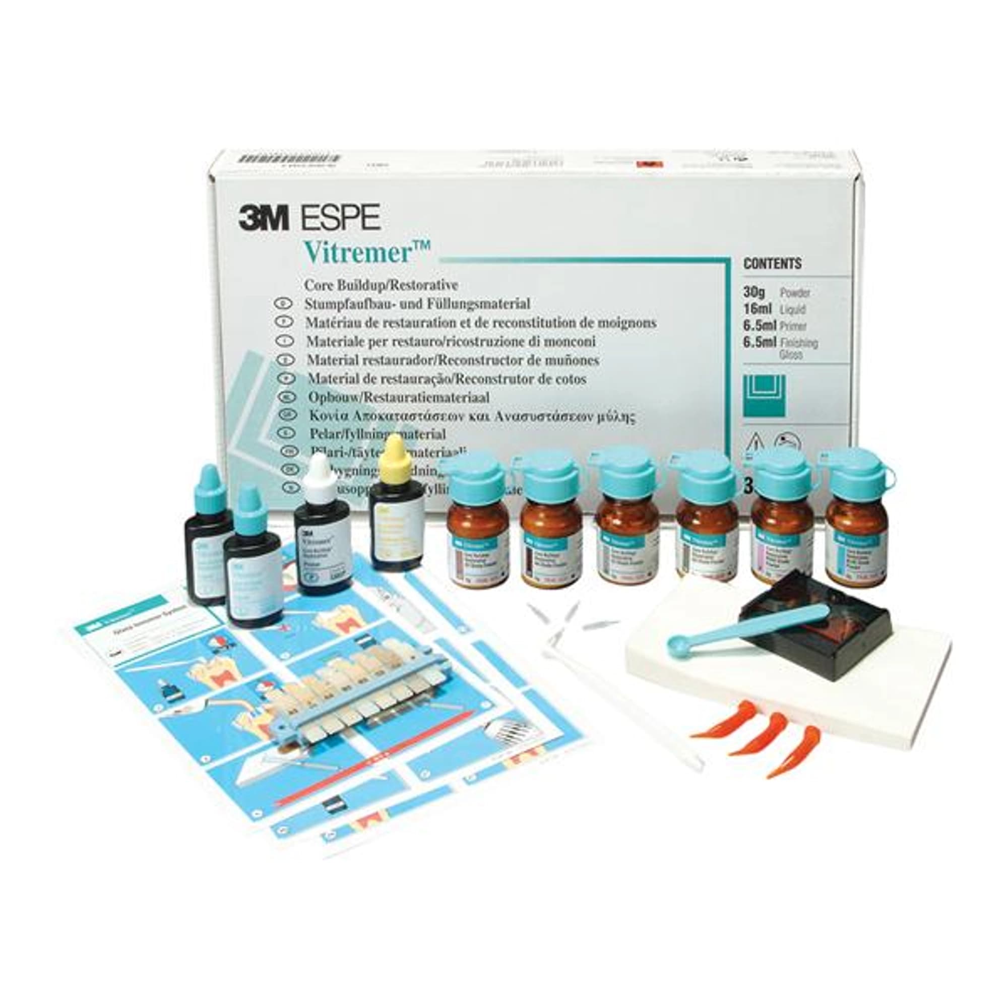 3M (Solventum) Vitremer Glass Ionomer Core Buildup/Restorative Introductory Kit, Assorted Shades A3, A4, C2, C4, Pedo, Blue, 3303I thumbnail 2