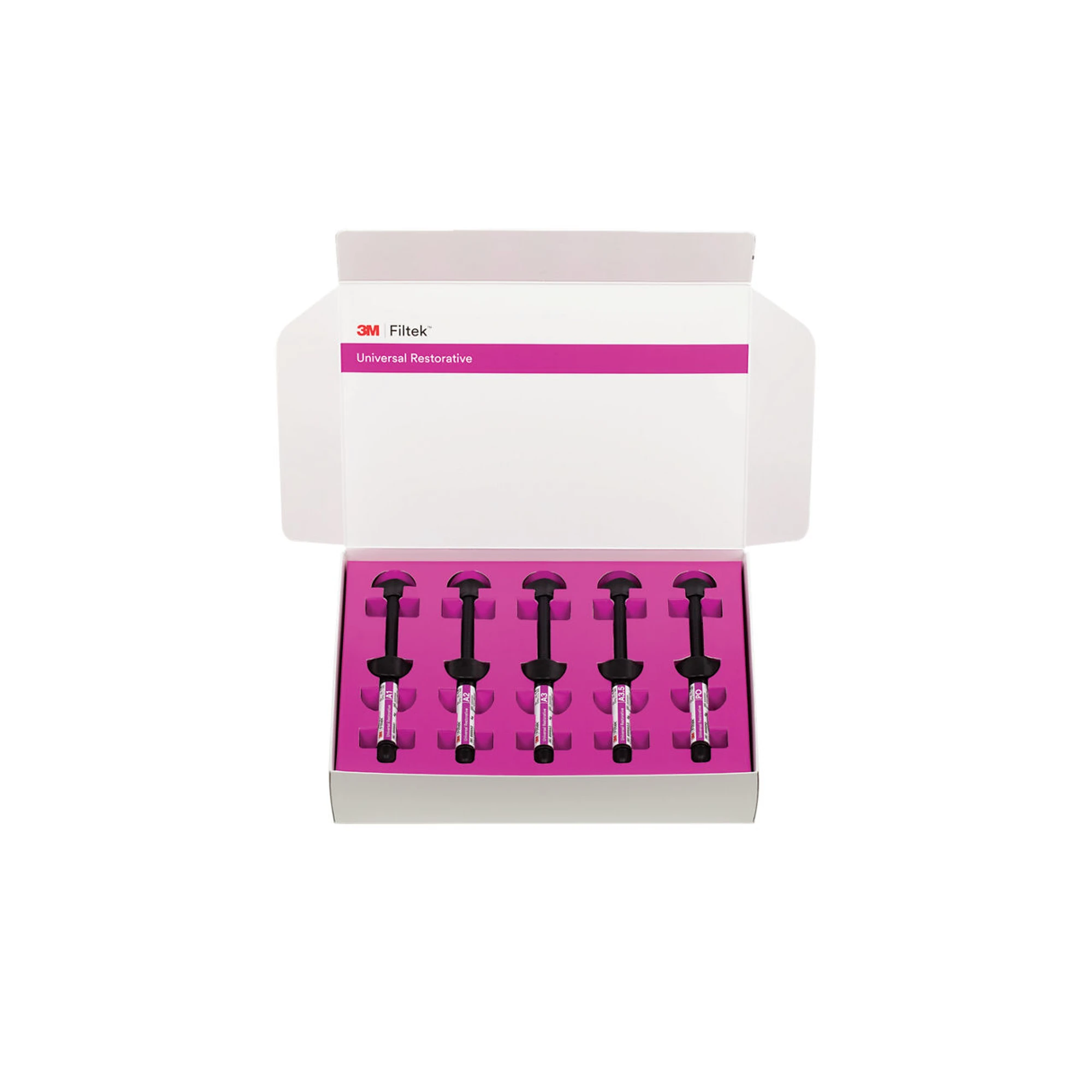 Filtek Universal Restorative Essentials Syringe Kit, Shades A1, A2, A3, A3.5, PO, 5 x 4 g Syringes, 6555-SK thumbnail 6