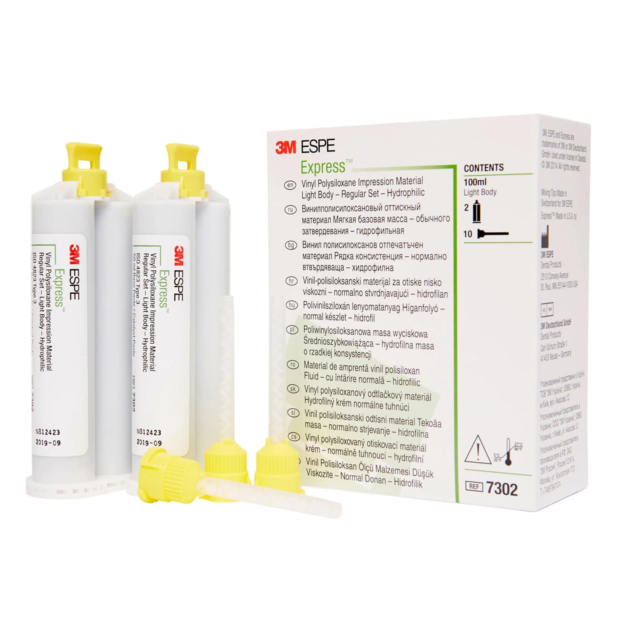 3M Express VPS Impression Material, Light Body, Regular Set, Green, Refill Pack, 4 x 50ml Cartridges with 20 Mixing Tips, 7302 thumbnail 7