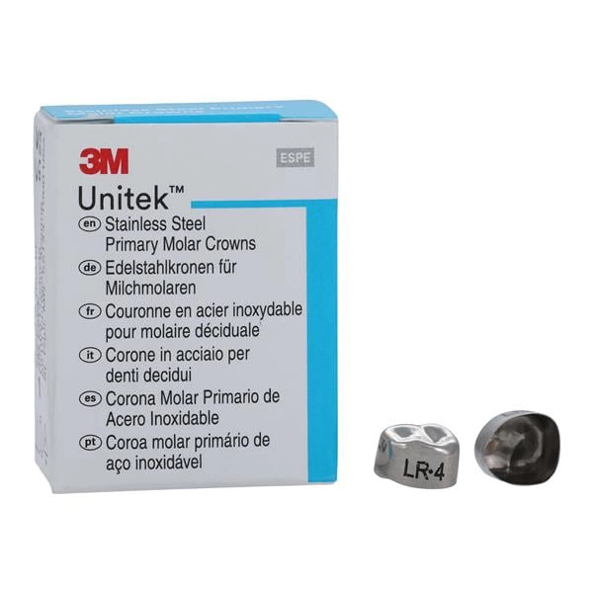 3M Unitek Stainless Steel Primary Molar Crown, First Primary Molar, Lower Right, Size 4 (LR4), 5/Pk, 900144 thumbnail 7