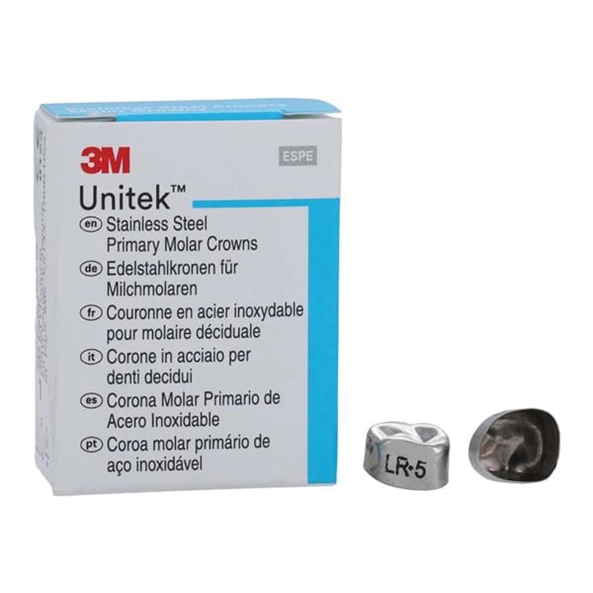 3M Unitek Stainless Steel Primary Molar Crown, First Primary Molar, Lower Right, Size 5 (LR5), 5/Pk, 900145 thumbnail 7