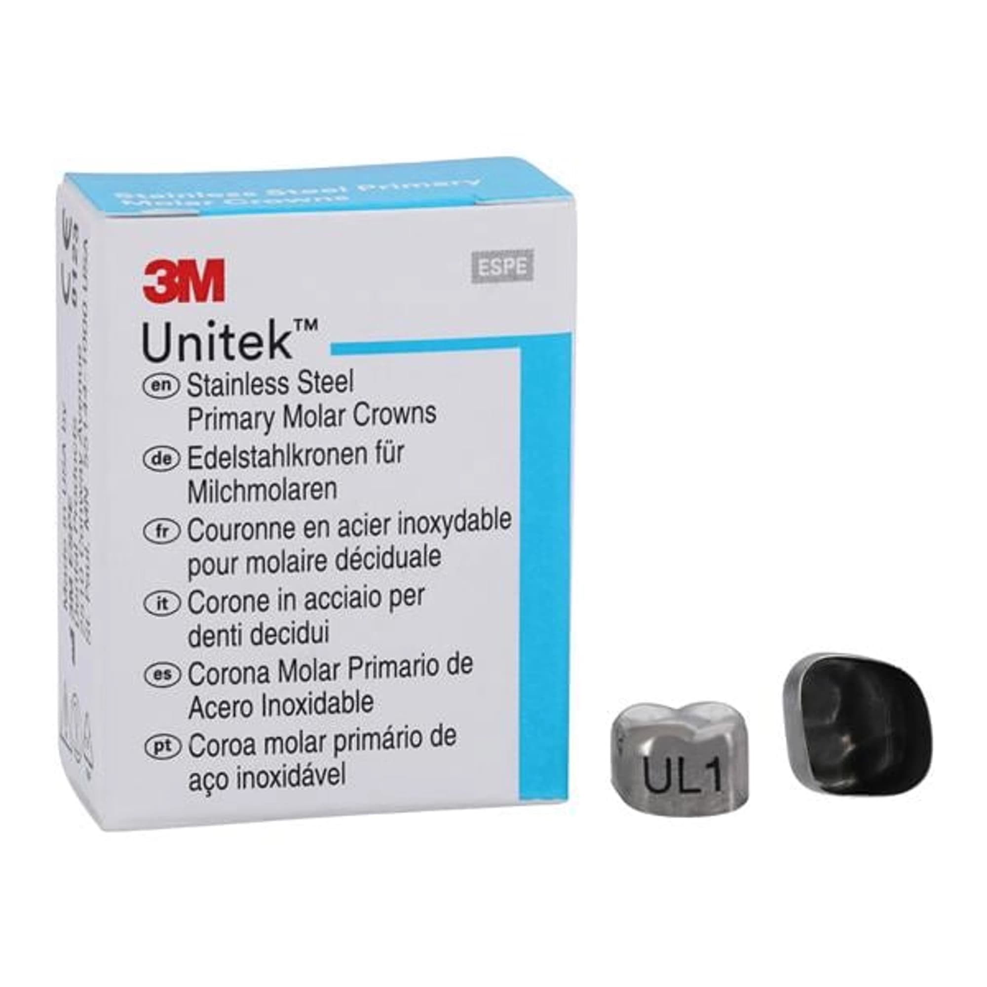 3M Unitek Stainless Steel Primary Molar Crown, Second Primary Molar, Upper Left, Size 1 (UL1), 5/Pk, 900211 thumbnail 7