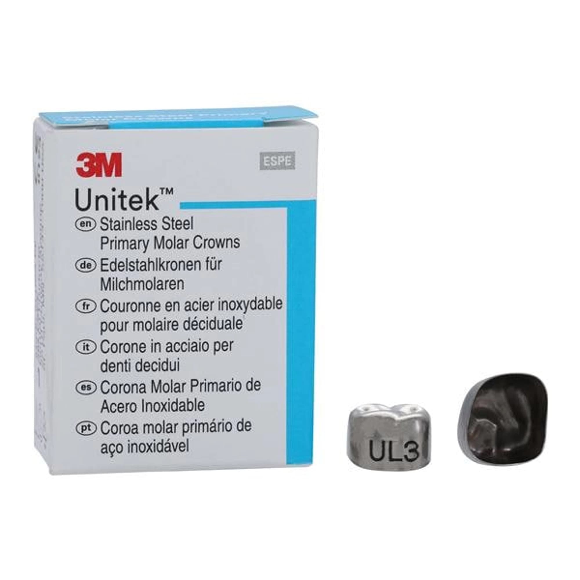 3M Unitek Stainless Steel Primary Molar Crown, Second Primary Molar, Upper Left, Size 3 (2UL3/UL3), 5/Pk, 900213 thumbnail 7