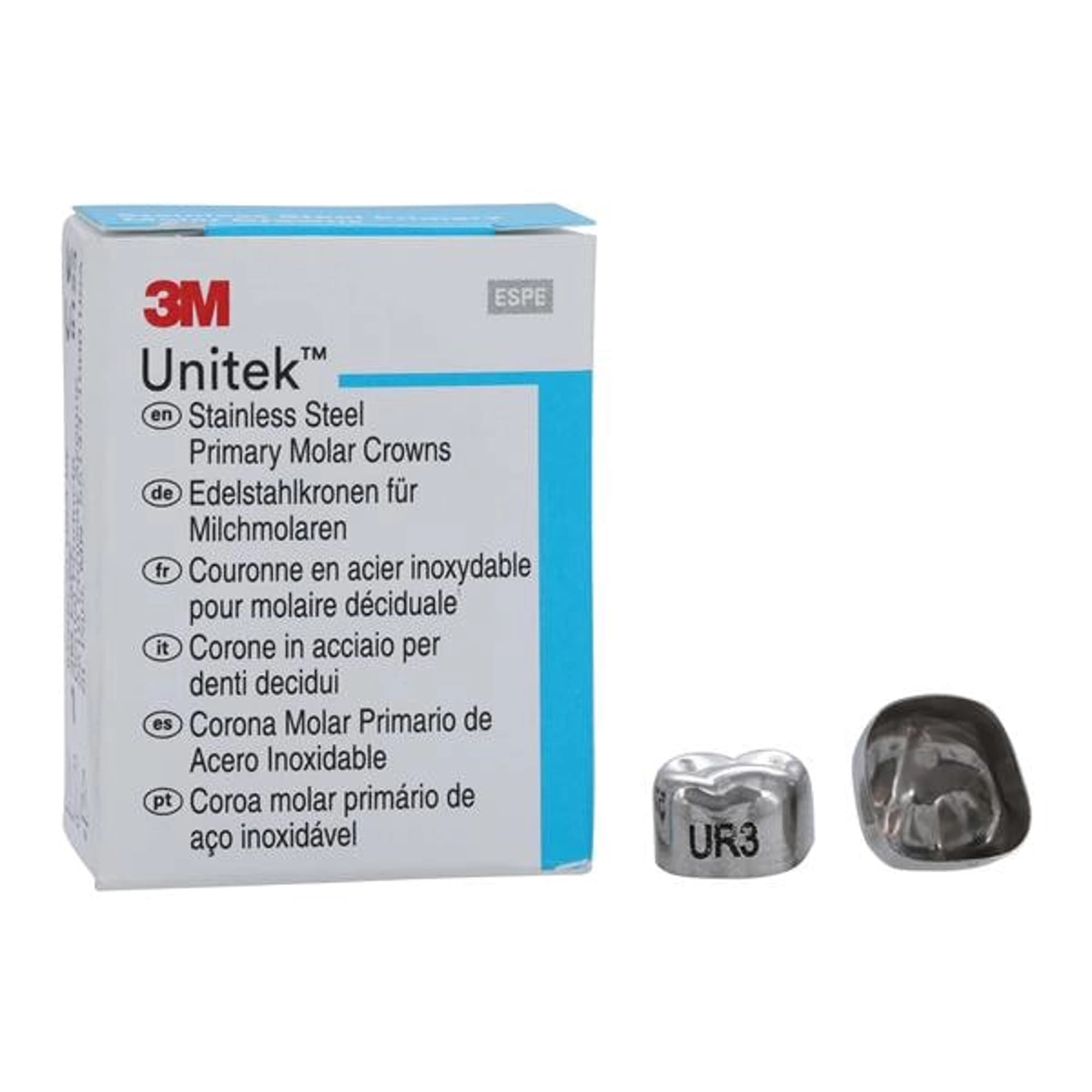 3M Unitek Stainless Steel Primary Molar Crown, Upper Right Second Primary Molar, Size 3 (2UR3/UR3), 5/Box, 900223 thumbnail 7