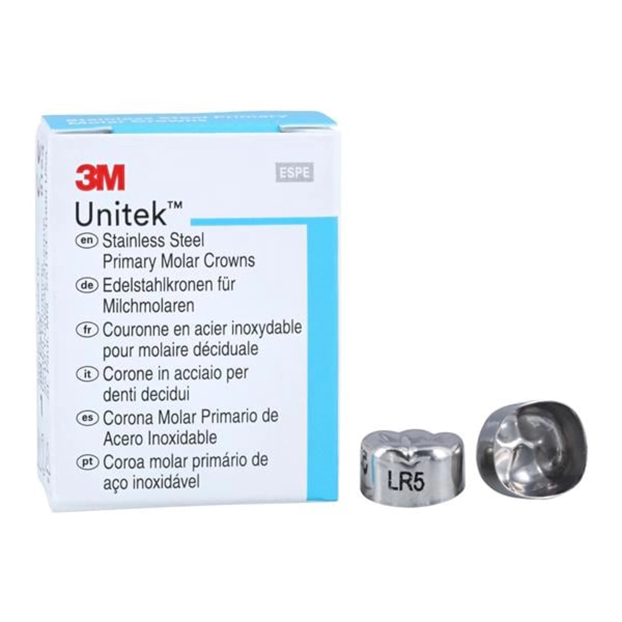 3M Unitek Stainless Steel Primary Molar Crown, Second Primary Molar, Lower Right, Size 5 (LR5), 5/Pk, 900245 thumbnail 7