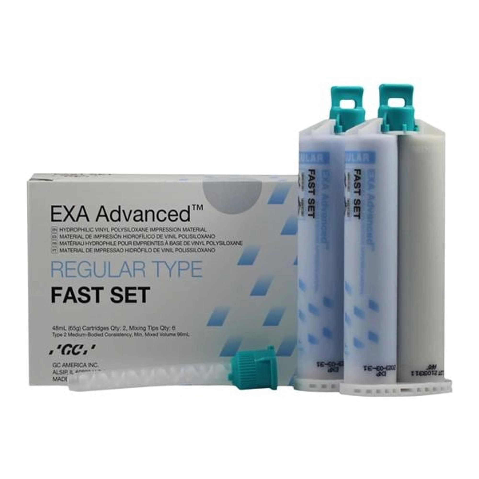 GC America EXA Advanced VPS Regular Body Fast Set Impression Material, 48 mL Cartridges, 8/Pk, 138111 thumbnail 2
