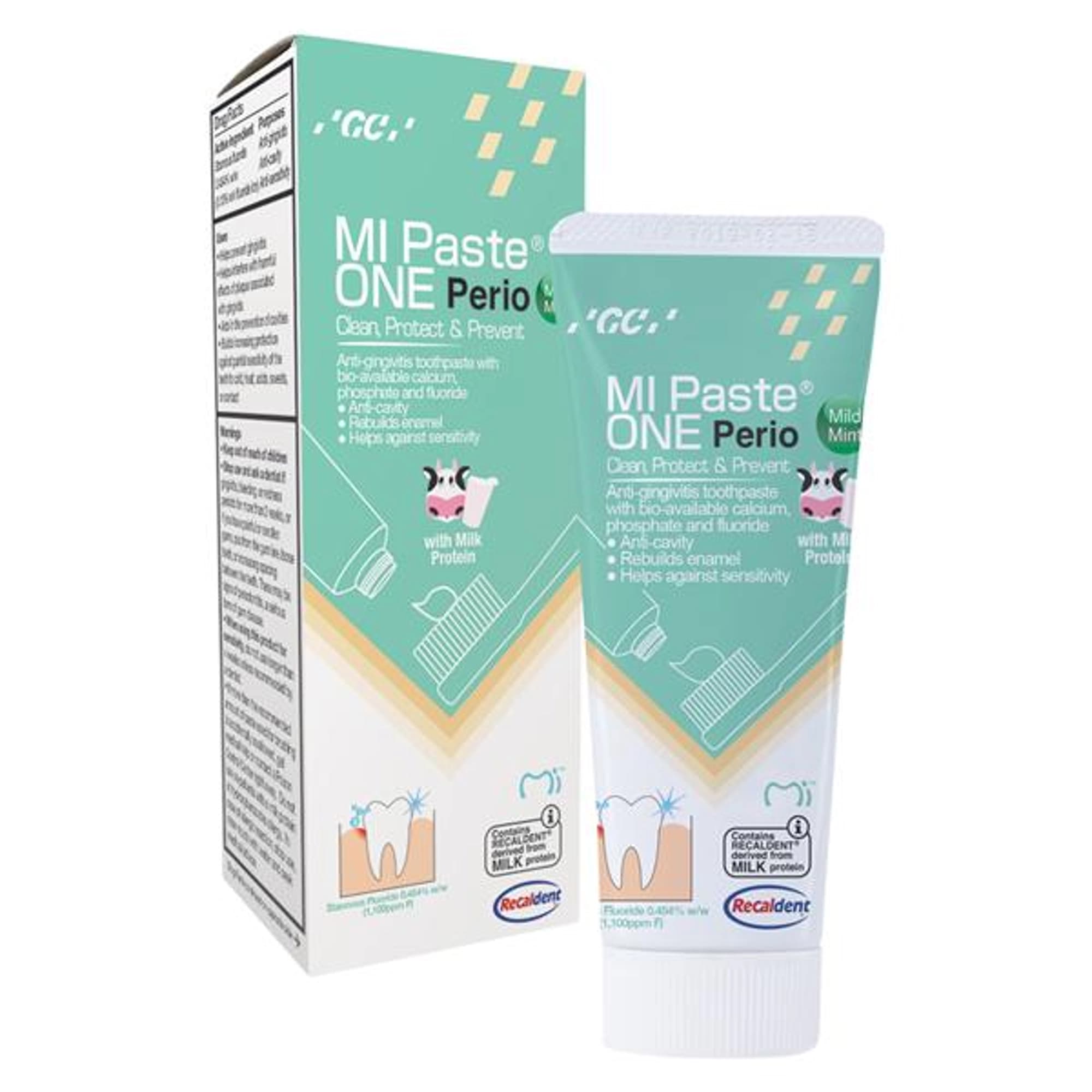 GC America MI Paste ONE Perio Anti-Gingivitis Remineralizing Toothpaste, Mild Mint, 42 g Tube, 10/Box, 437300 thumbnail 2