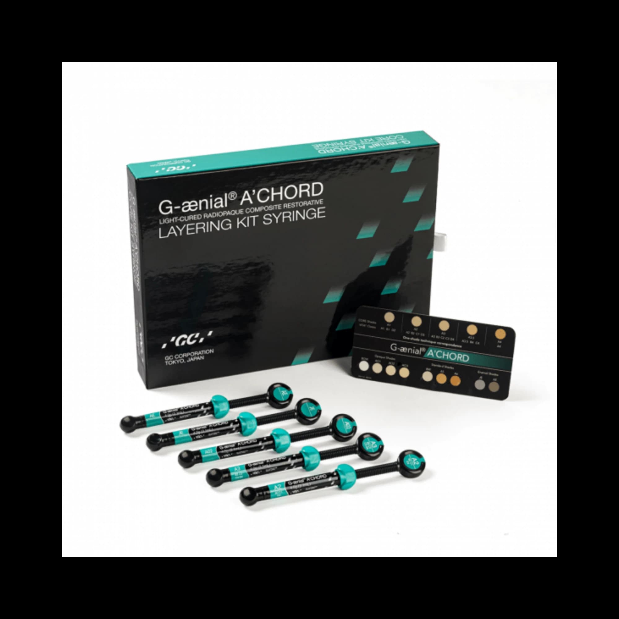 G-aenial A'CHORD Universal Composite Unitip Layering Kit, 75 x 0.16 mL Unitips, 15 Each of A2, A3, AO2, AE, JE, 952263 thumbnail 2