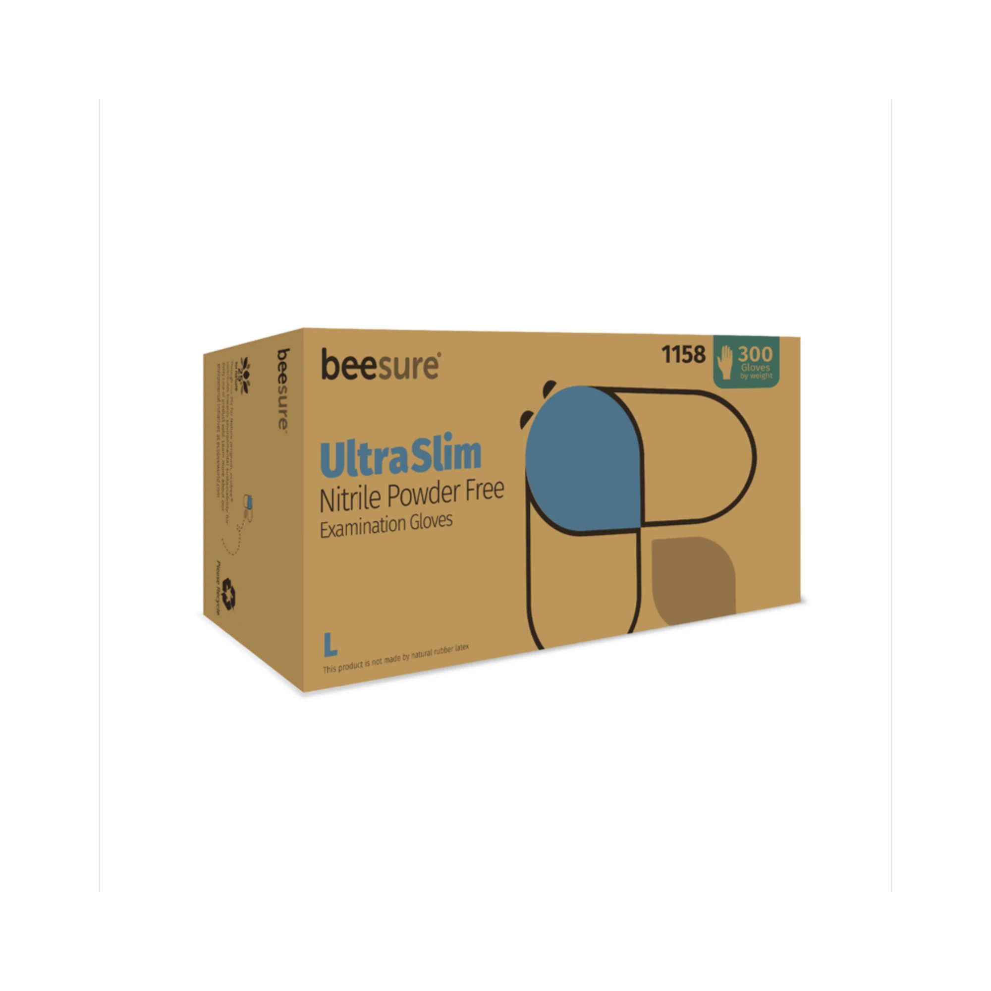 BeeSure UltraSlim Nitrile Exam Gloves, Powder Free, Non-Sterile, Large, Blue, 300/Box, BE1158 thumbnail 8