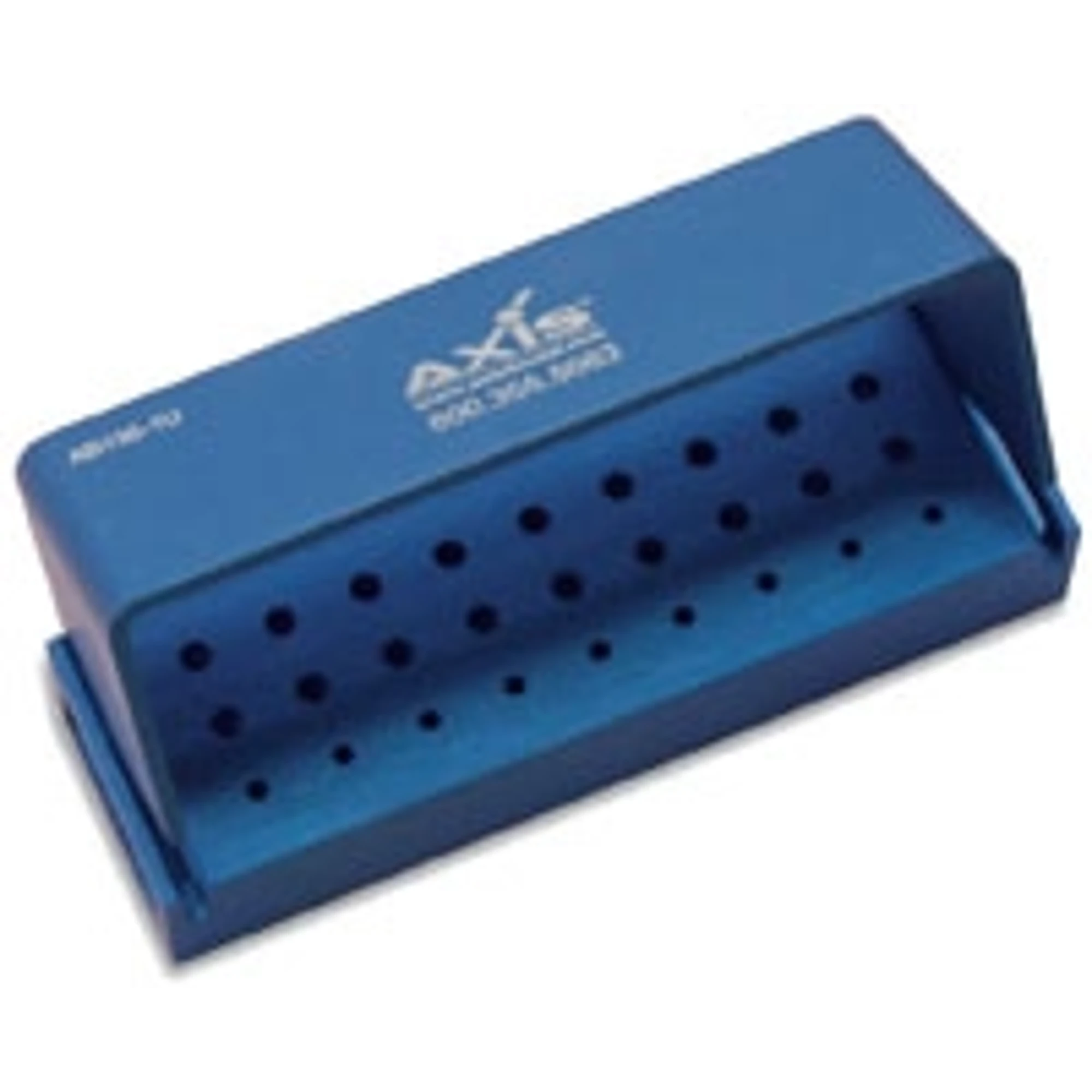 Axis Dental Bur Block, 9 FG / 18 RA, 27 Hole, Blue Anodized Aluminum, Autoclavable, AB135-1U thumbnail 2