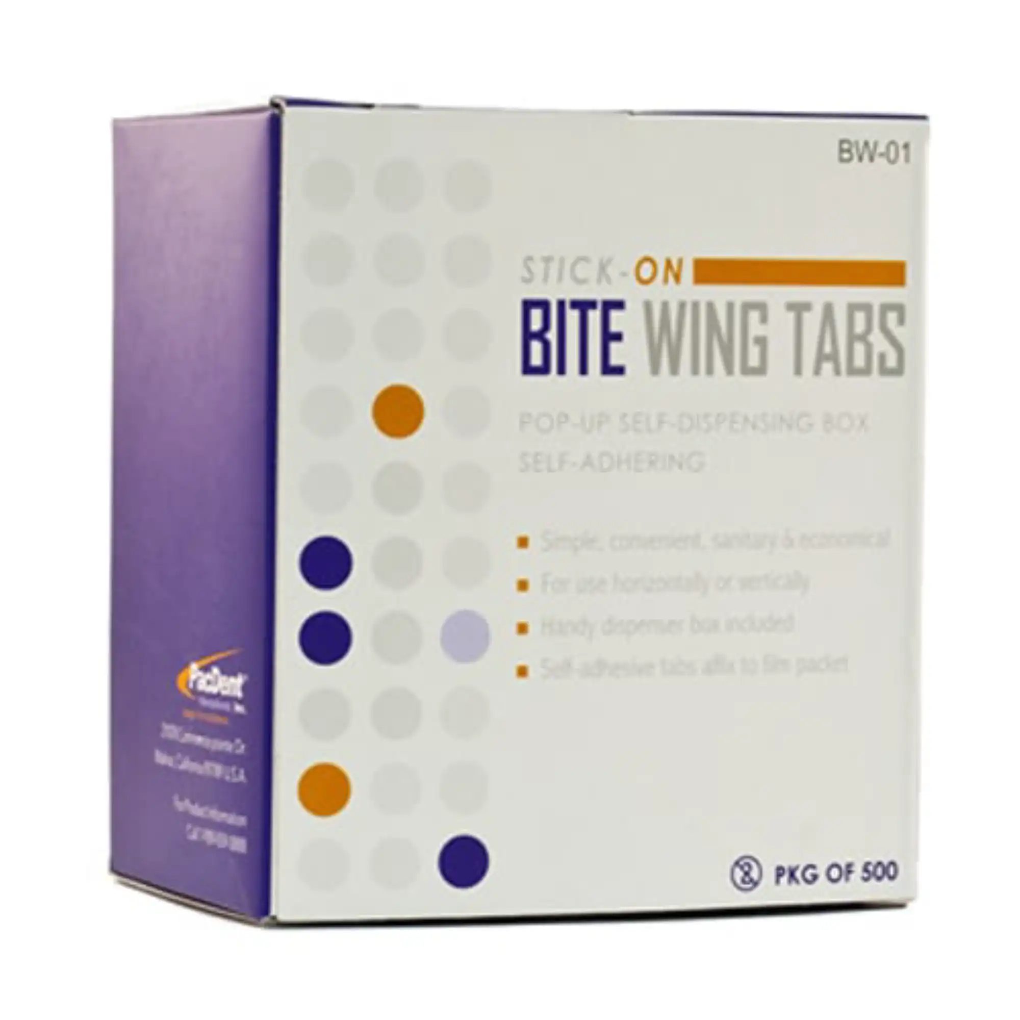 Pac-Dent Stick-On Bite Wing Tabs, Self-Adhesive, 500/Box, CP001/BW-01 - Pac-Dent Bite Wing Tabs, Stick-On, 500/Bx, CP001/BW-01 - Image 1