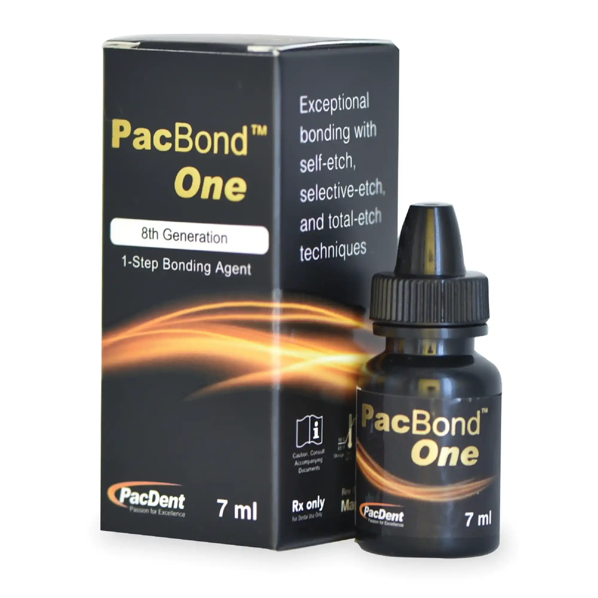 Pac-Dent PacBond One 8th Generation 1-Step Self-Etch Bonding Agent, Nano-Filled, 7 ml Bottle, 1/Pk, R3008 - PacBond One 8th Generation, 1-Step Bonding Agent, 7 ml Bottle, 1/Pk. - Image 1