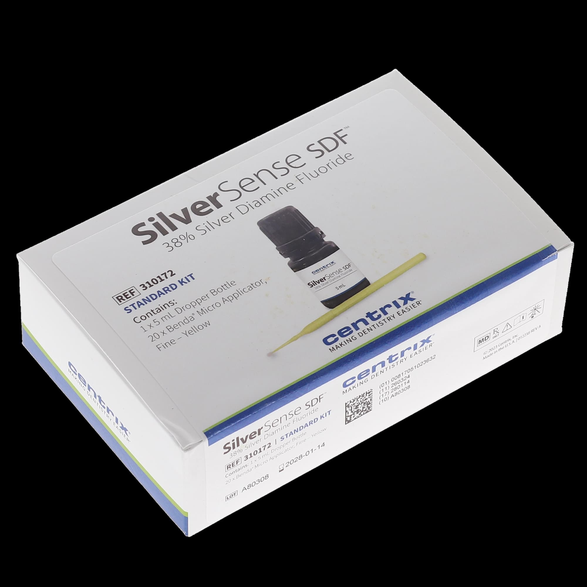 SilverSense SDF 38% Silver Diamine Fluoride Standard Kit, 1 x 5 mL Dropper Bottle with 20 Benda Micro Applicators, 310172 thumbnail 6