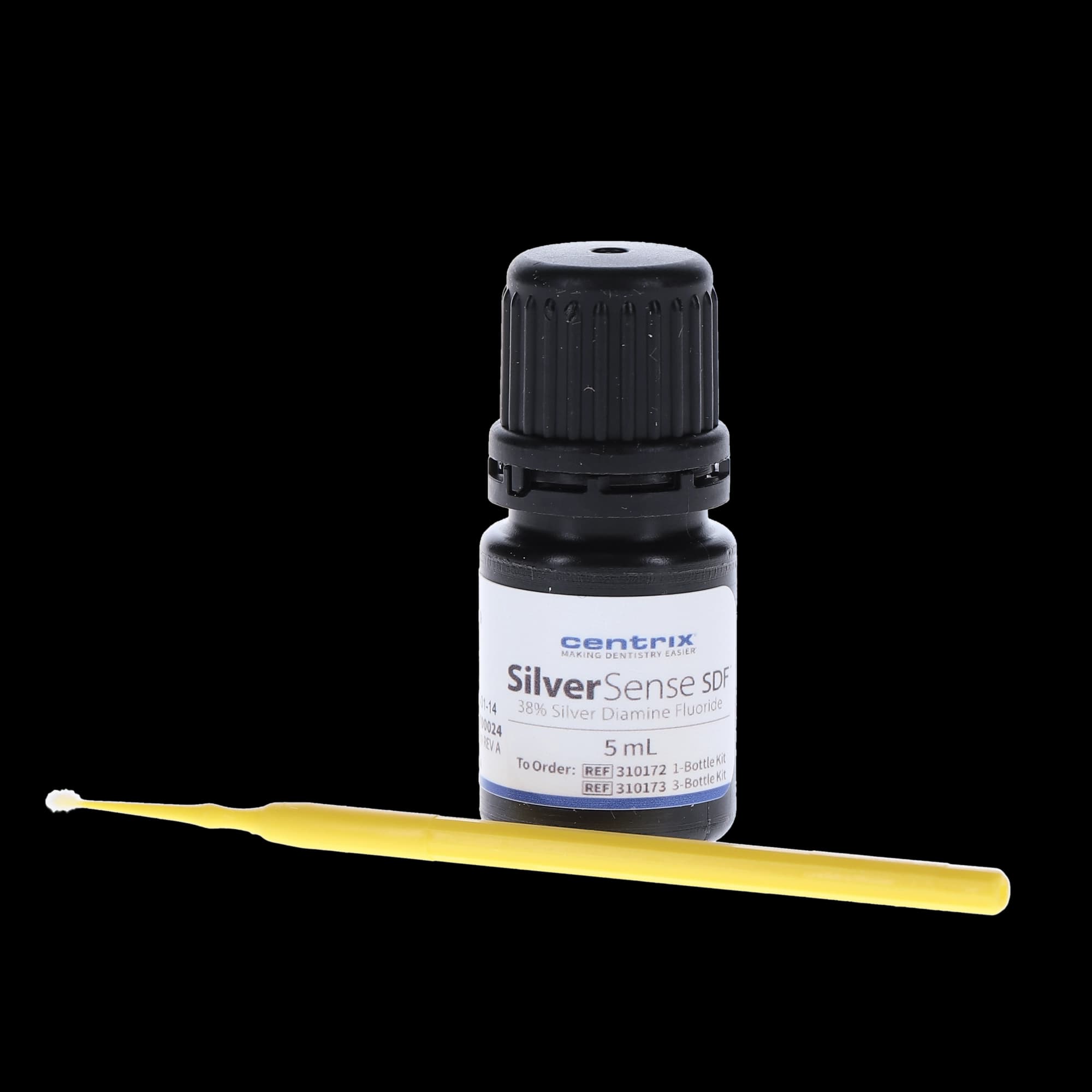SilverSense SDF 38% Silver Diamine Fluoride Standard Kit, 1 x 5 mL Dropper Bottle with 20 Benda Micro Applicators, 310172 thumbnail 2