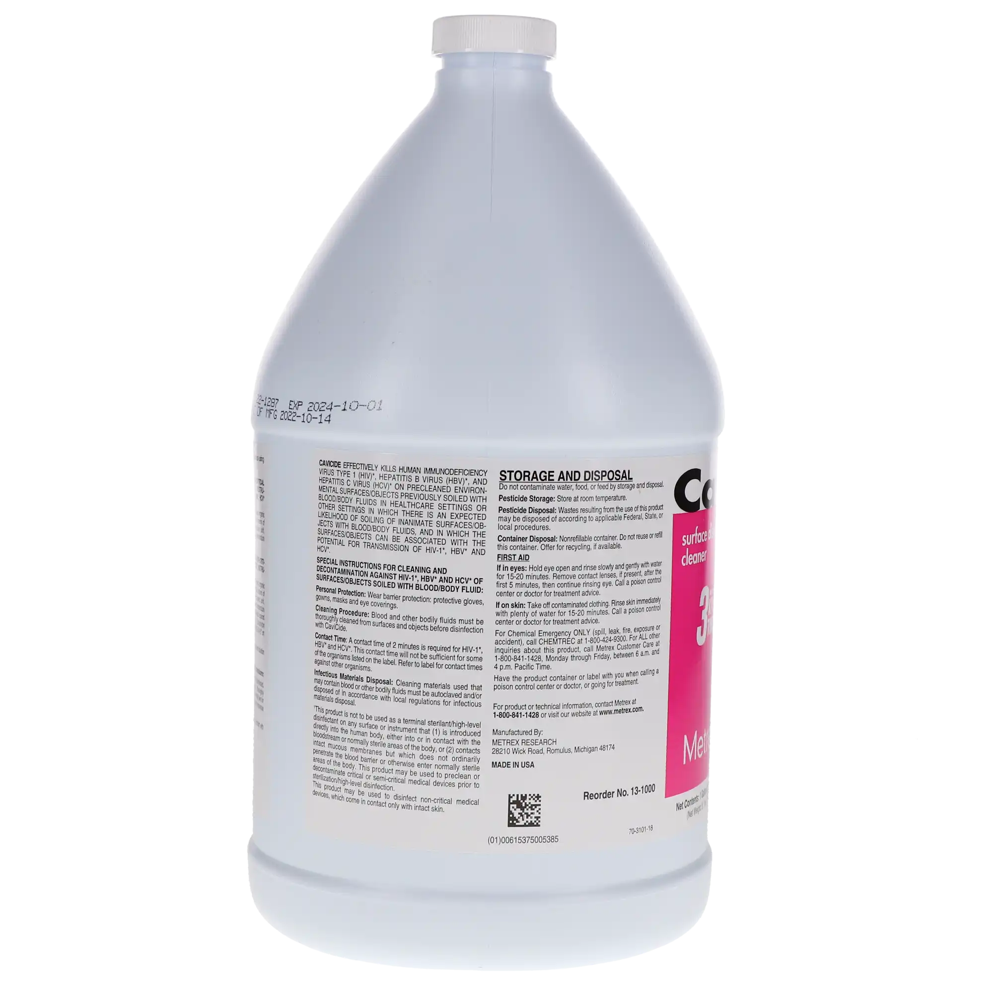 CaviCide Surface Disinfectant & Decontaminant Cleaner, 1 Gallon Bottle, Metrex thumbnail 6