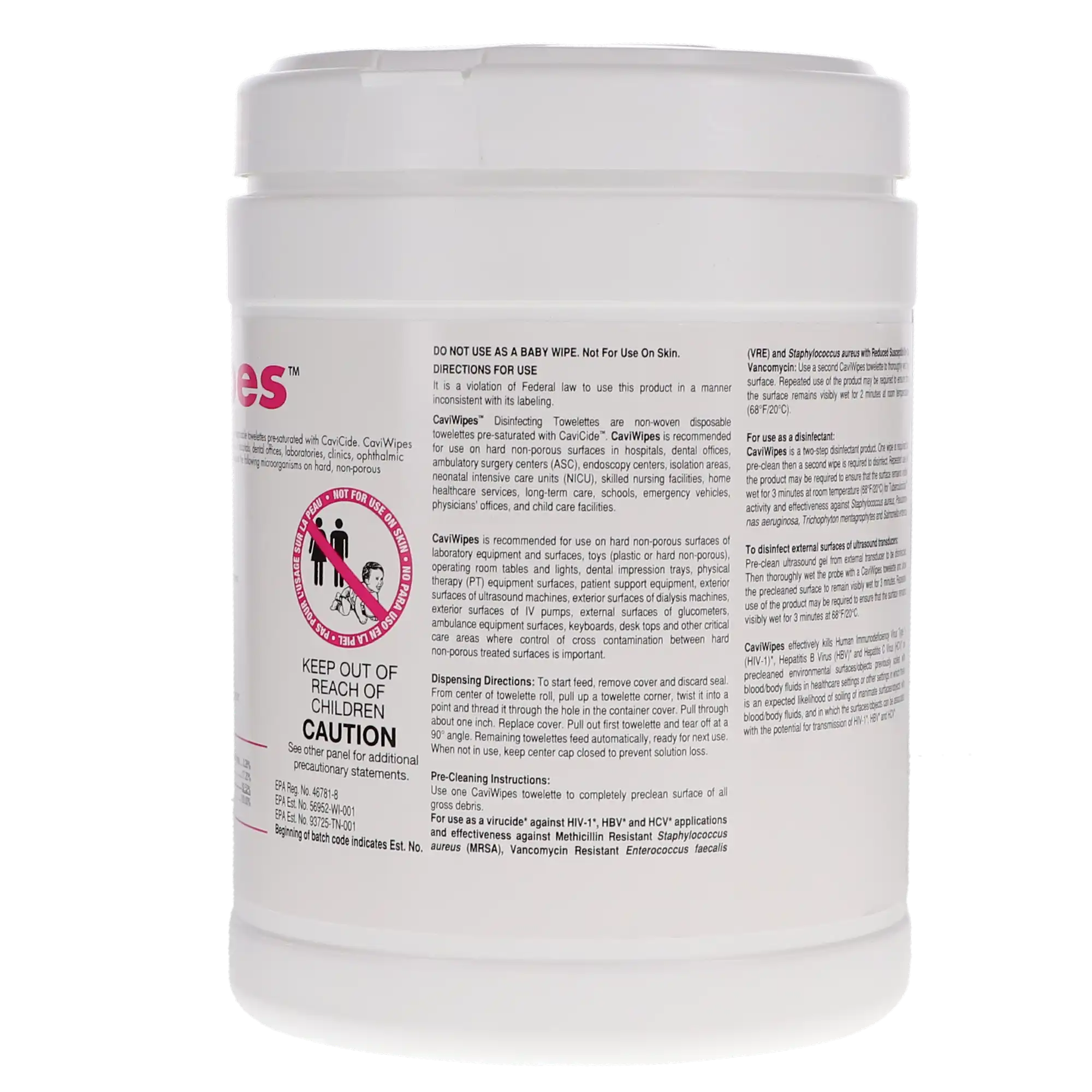 CaviWipes Disinfectant Towelettes, Large, 6" x 6.75", 160 Wipes/Canister, 13-1100 thumbnail 8