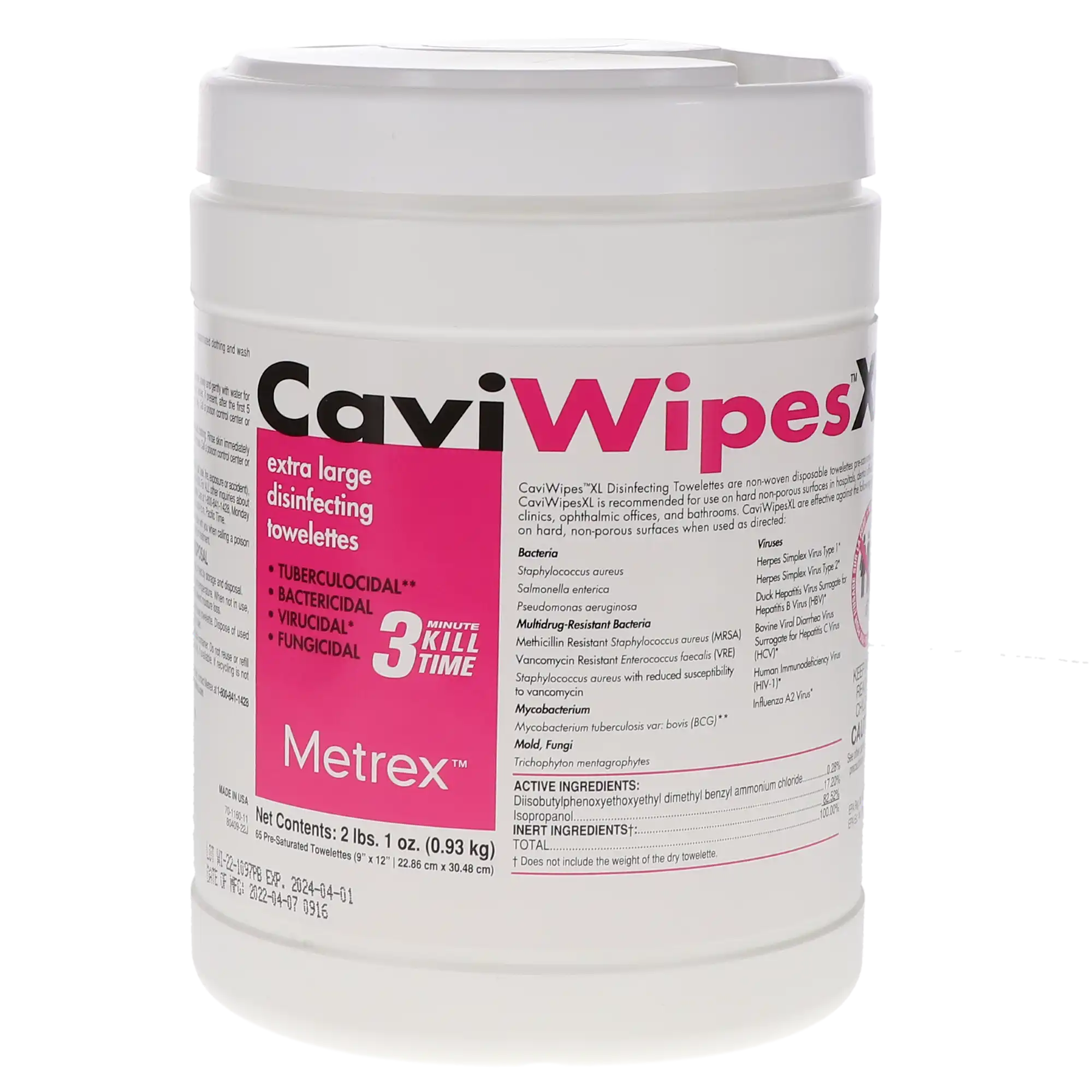 CaviWipes XL Disinfecting Towelettes, 9" x 12", 65 Wipes/Canister, Metrex thumbnail 10