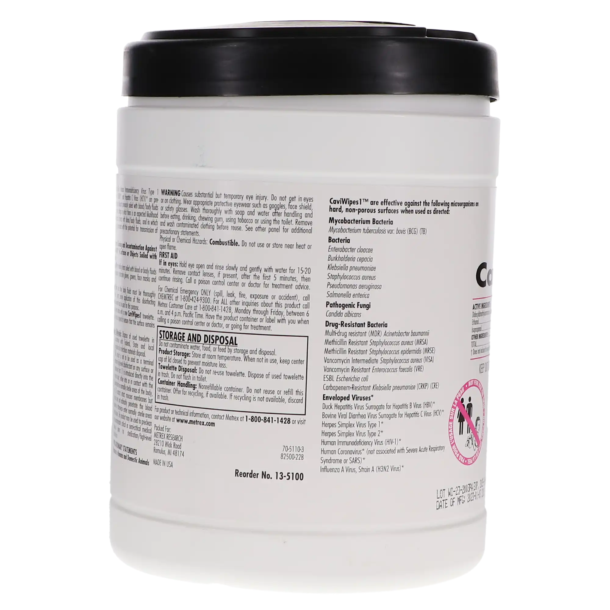 CaviWipes1 Surface Disinfectant Towelettes, Large, 6" x 6.75", 160/Canister, 46781-13 thumbnail 6