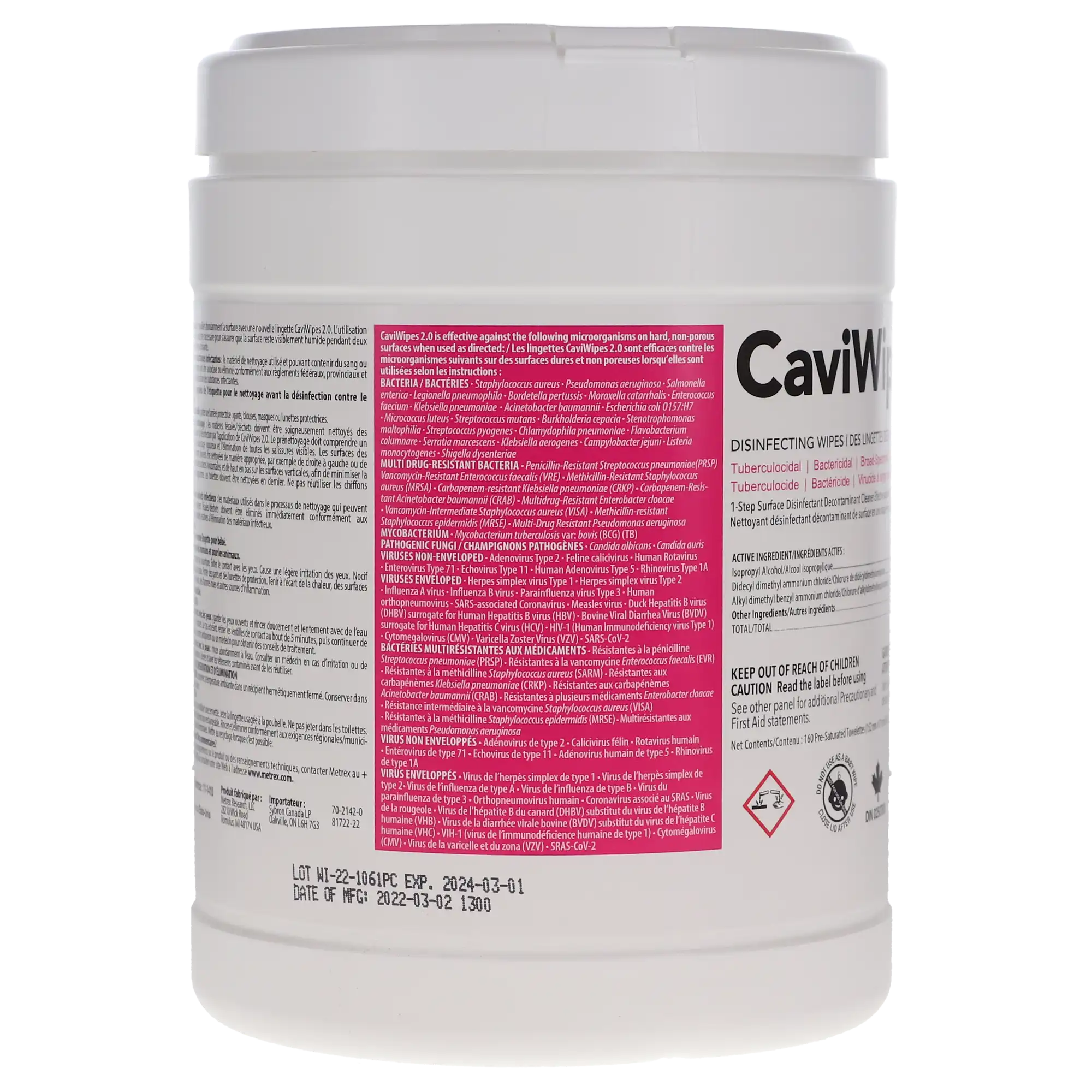 CaviWipes 2.0 Surface Disinfectant Wipes, Large, 6" x 6.75", 160 Wipes/Canister, 46781-17 thumbnail 4