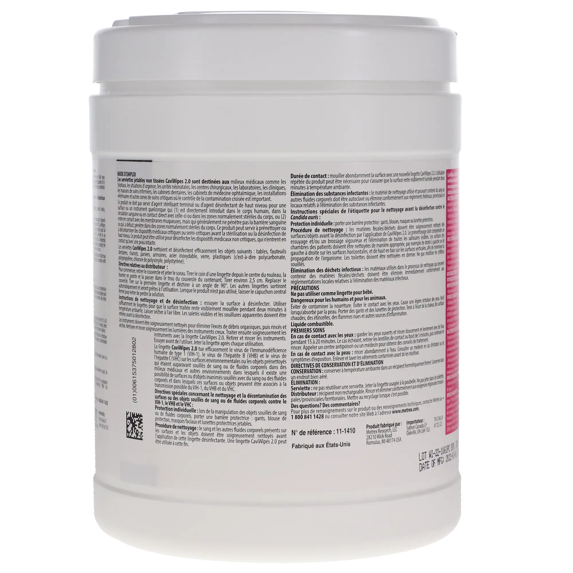 CaviWipes 2.0 Surface Disinfectant Wipes, Large, 6" x 6.75", 160 Wipes/Canister, 46781-17 thumbnail 5