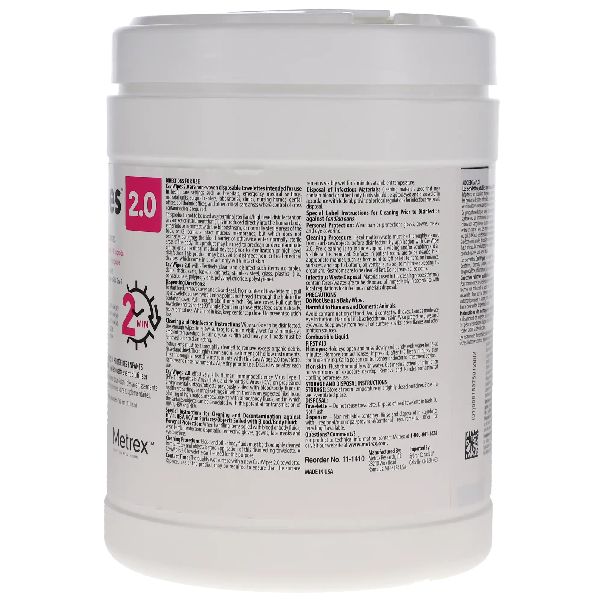 CaviWipes 2.0 Surface Disinfectant Wipes, Large, 6" x 6.75", 160 Wipes/Canister, 46781-17 thumbnail 6