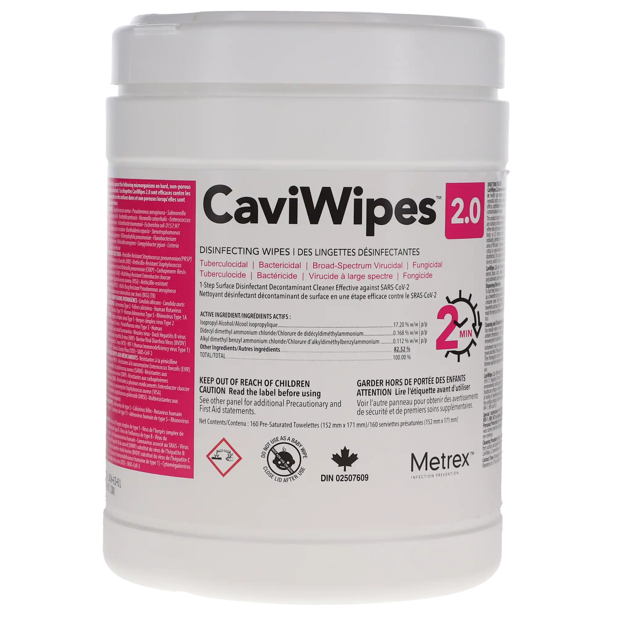 CaviWipes 2.0 Surface Disinfectant Wipes, Large, 6" x 6.75", 160 Wipes/Canister, 46781-17 thumbnail 8