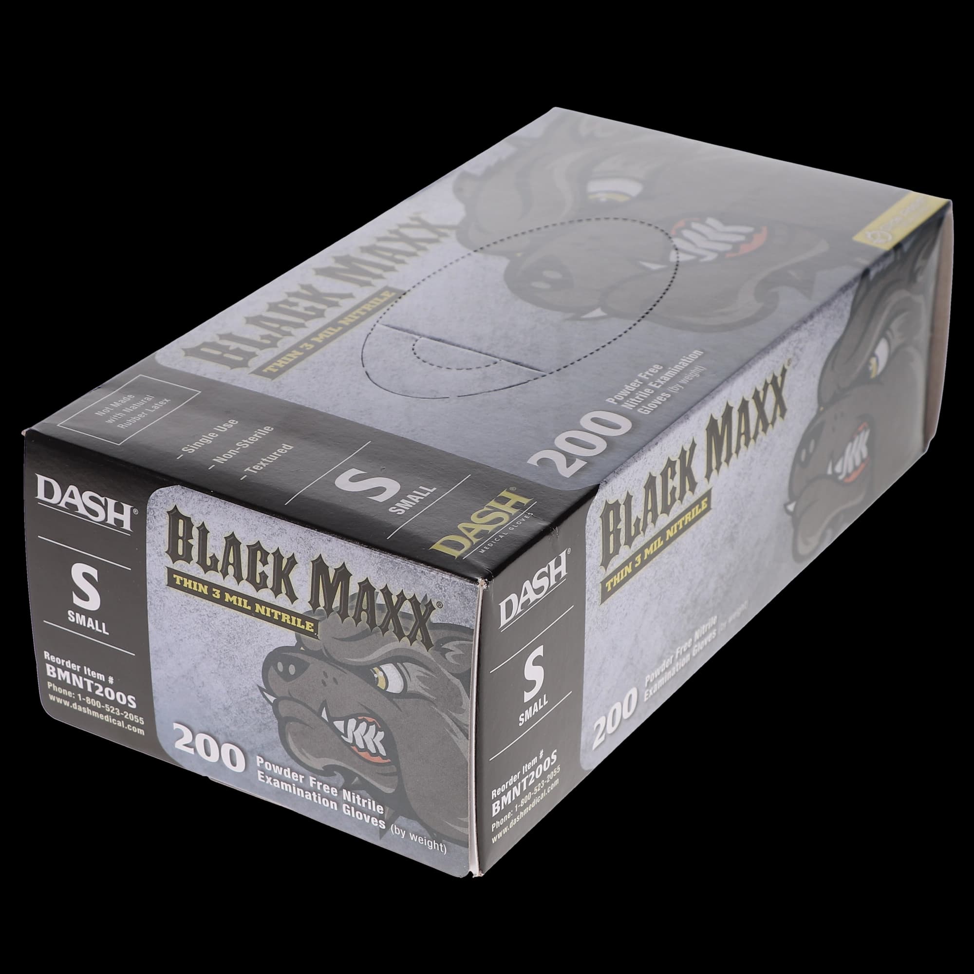 Black Maxx Thin Nitrile Exam Gloves, Powder-Free, Small, Black, 200/Box, BMNT200S thumbnail 10