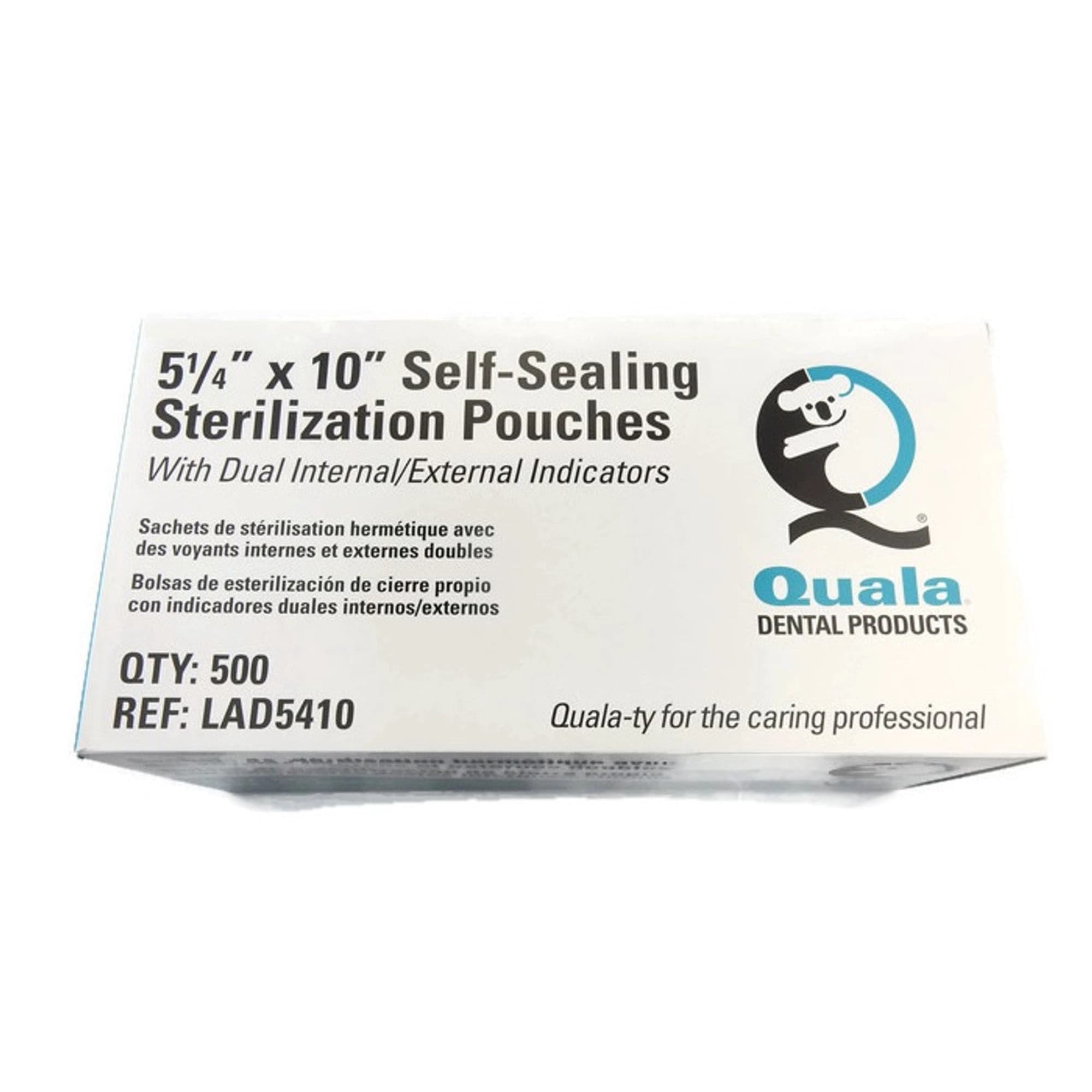 Quala Self-Sealing Sterilization Pouches, 5.25" x 10", Paper/Blue Film, Dual Indicators, 500/Bx - Quala - Pouch 5.25 x 10, 500/Bx - Image 1